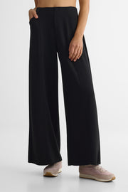 Pantalon jambe large taille haute – Femme && NOIR