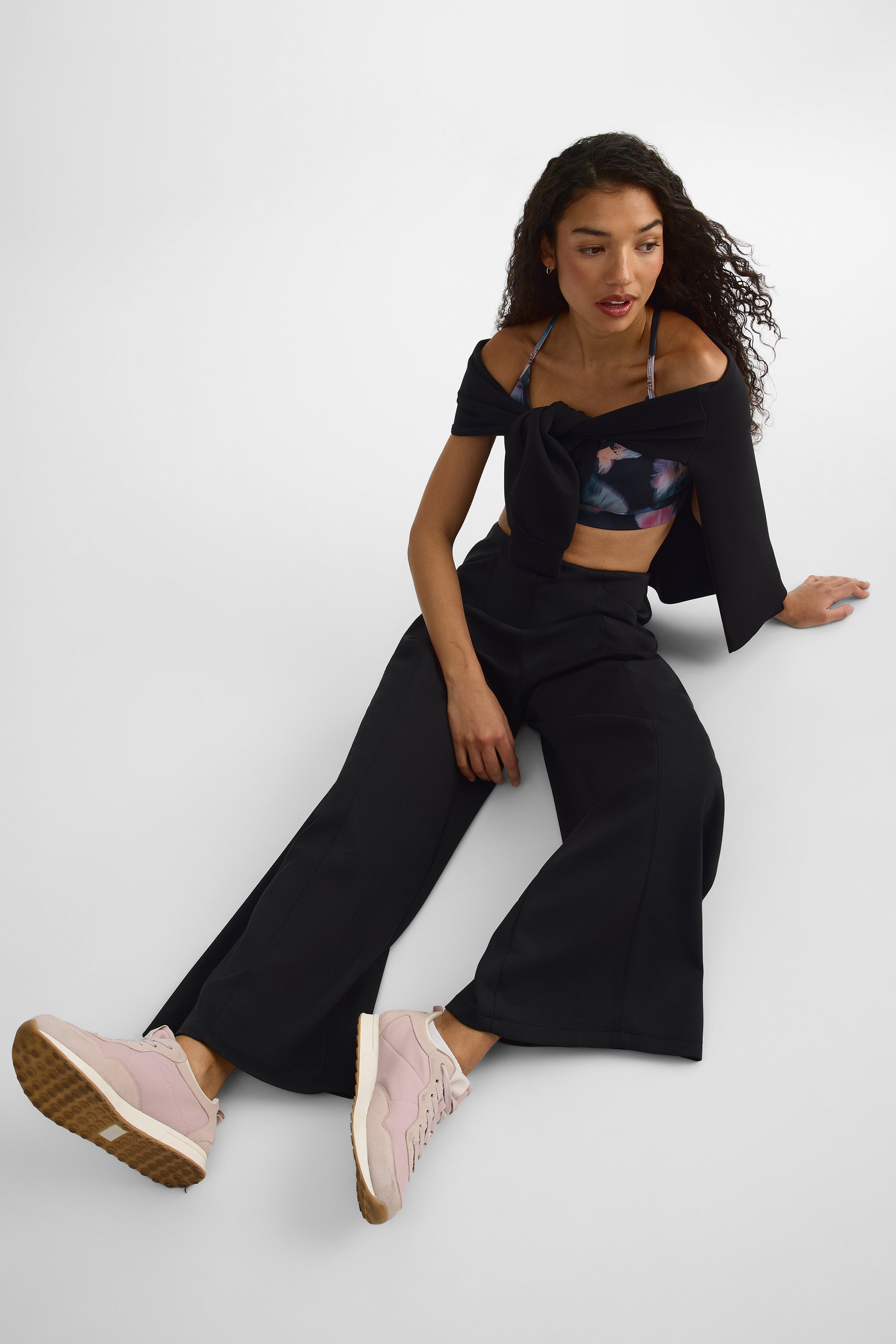 Pantalon jambe large taille haute – Femme && NOIR