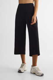 Pantalon jambe large taille haute – Femme && NOIR