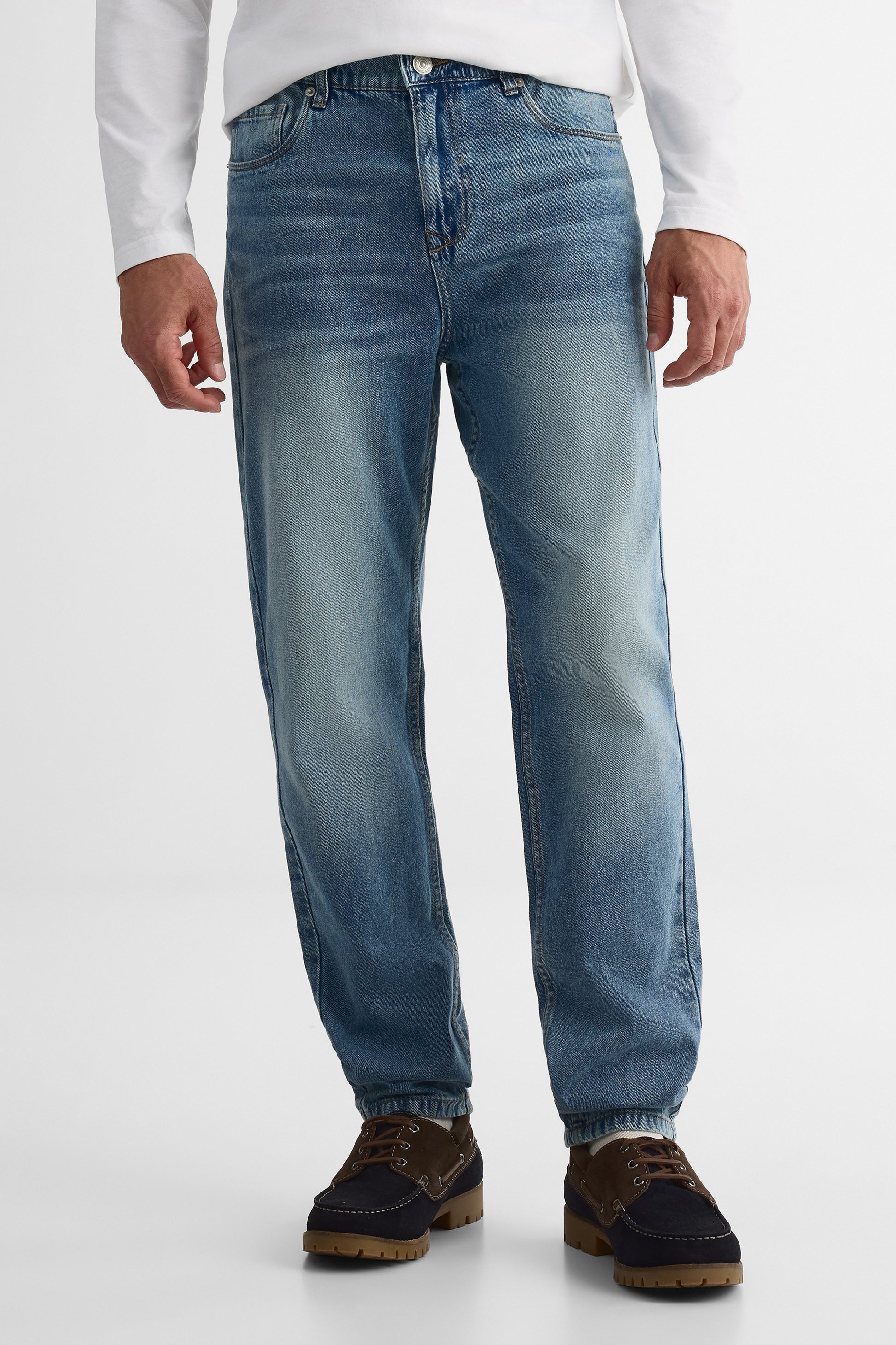 Jeans 5 poches taper fit en denim - Homme && DENIM PALE
