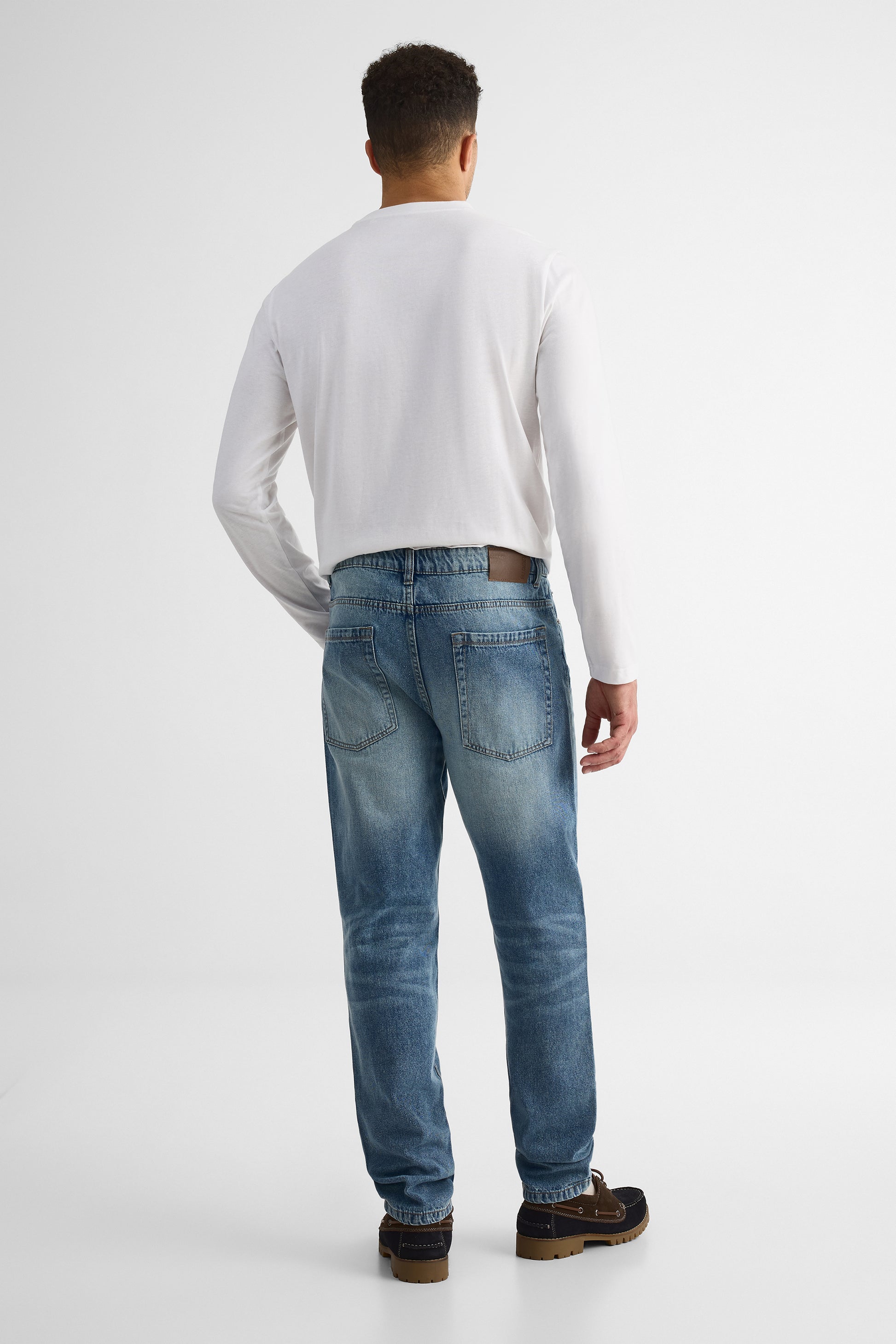 Jeans 5 poches taper fit en denim - Homme && DENIM PALE