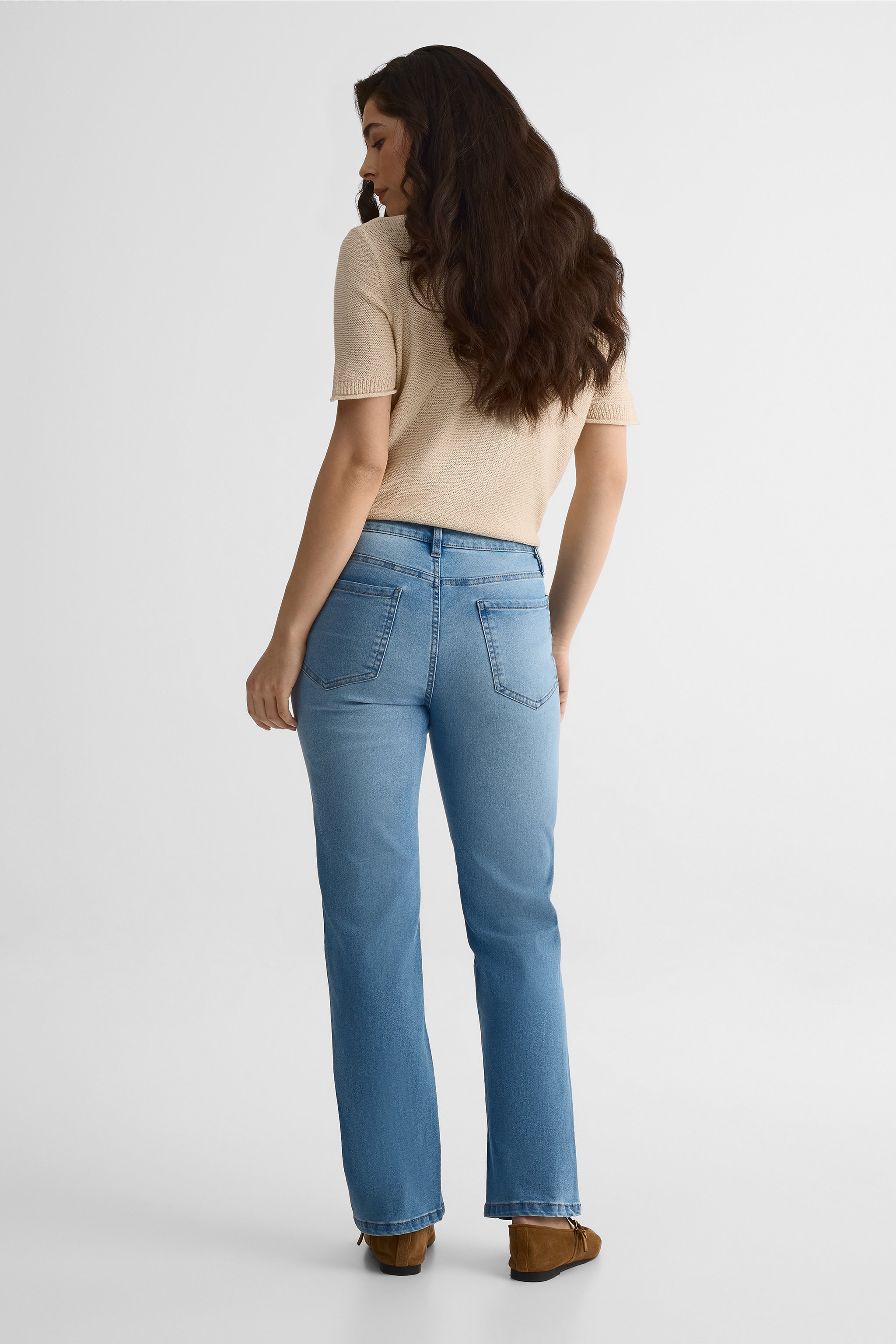 Jeans taille haute slim en denim stretch – Femme && DENIM PALE