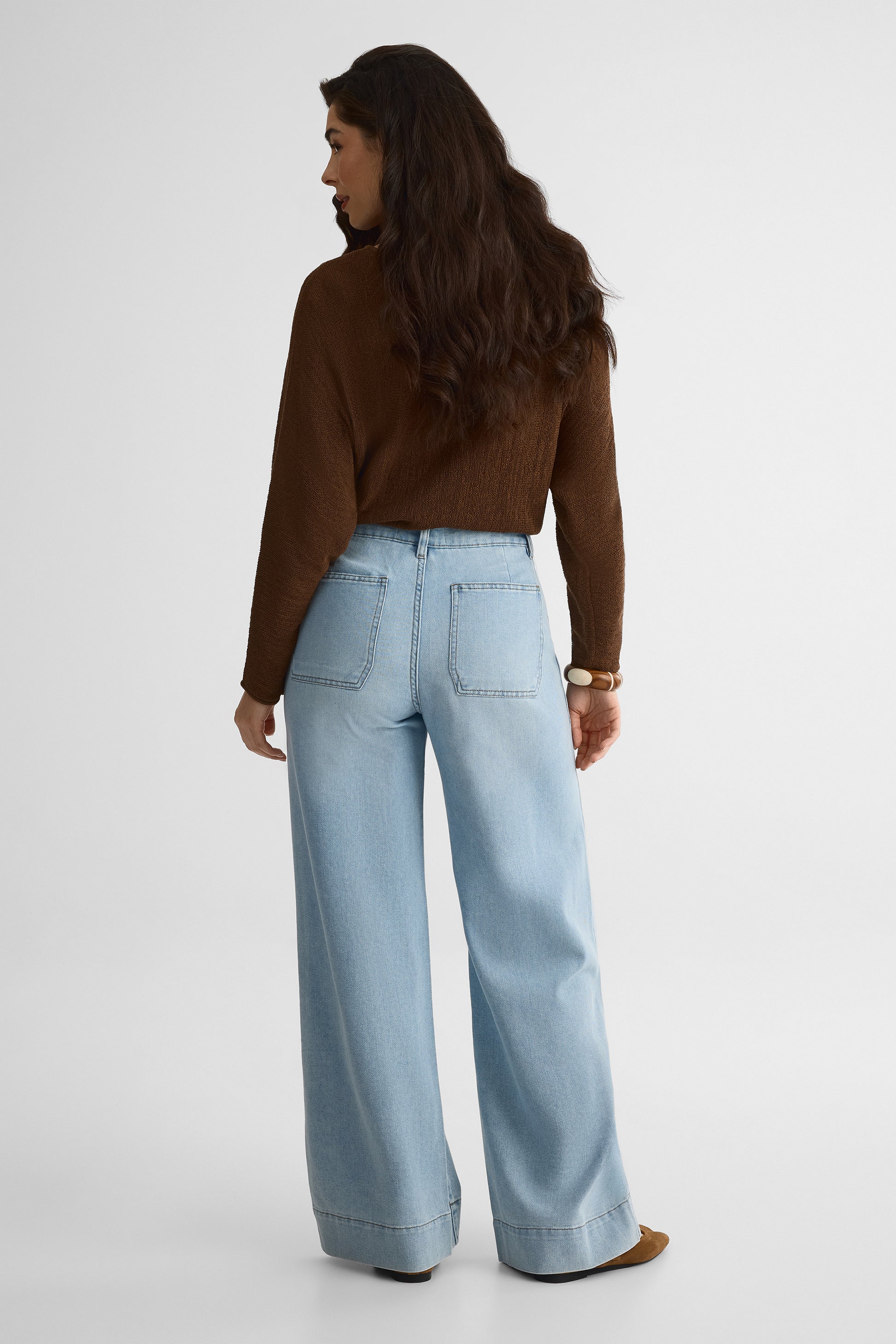 Jeans taille haute jambe large – Femme && DENIM PALE