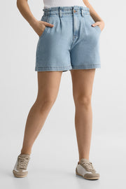 Robe en denim A-line à boutons – Femme && DENIM PALE