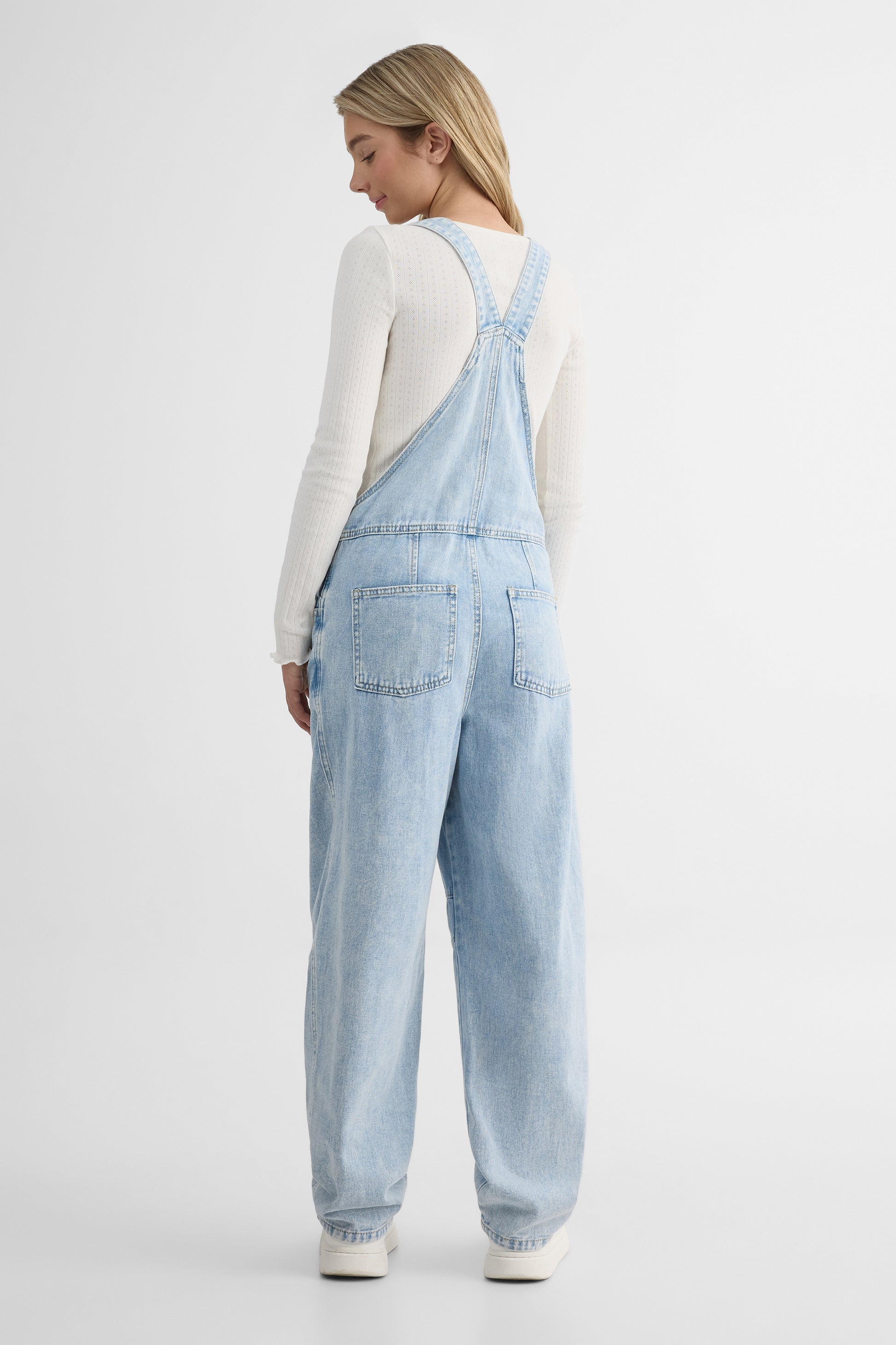 Salopette en denim coupe barrel – Ado fille && DENIM PALE