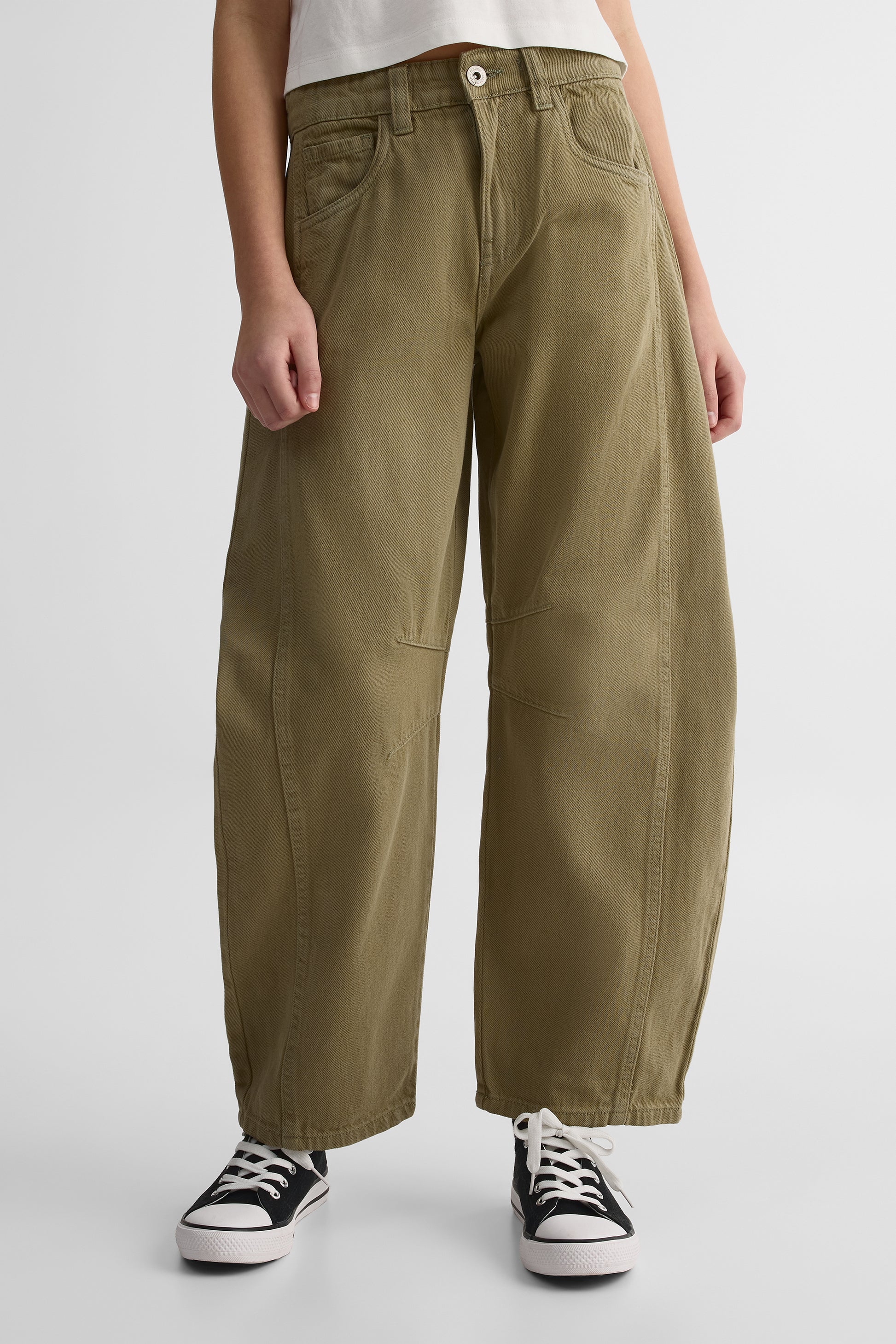 Pantalon en Bull Denim coupe barrel - Ado fille && KAKI