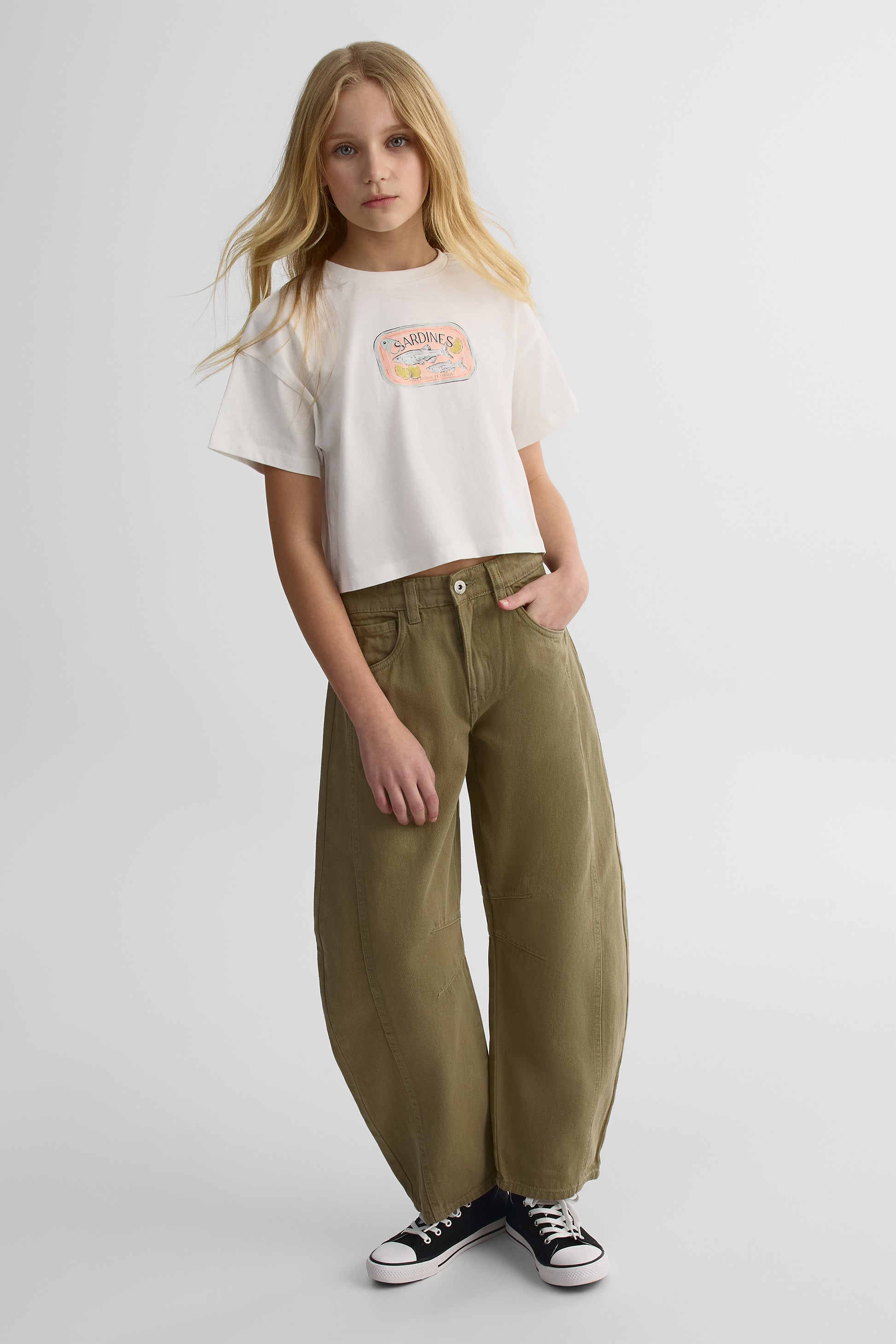 Pantalon en Bull Denim coupe barrel - Ado fille && KAKI