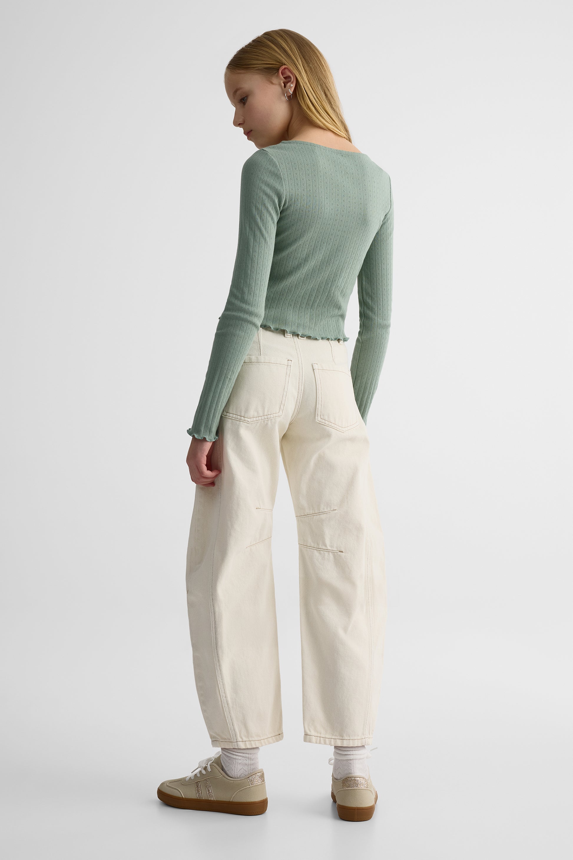 Pantalon en Bull Denim coupe barrel - Ado fille && BLANC CASSÉ