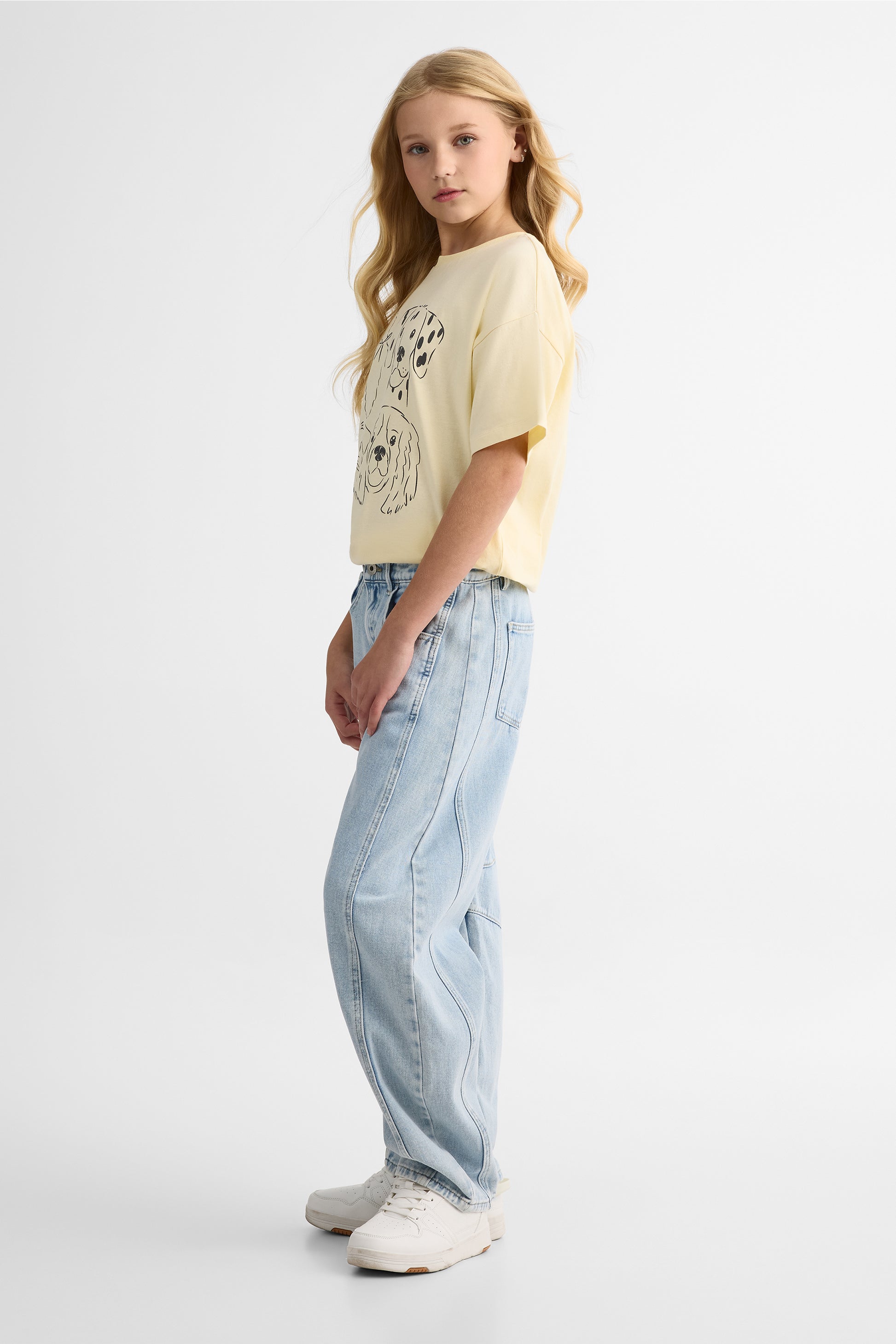 Pantalon jeans coupe barrel en denim - Ado fille && DENIM PALE