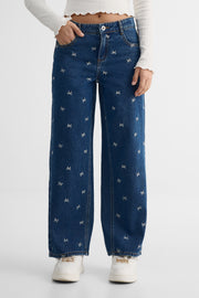 Pantalon en denim jambes larges - Enfant fille && DENIM FONCE