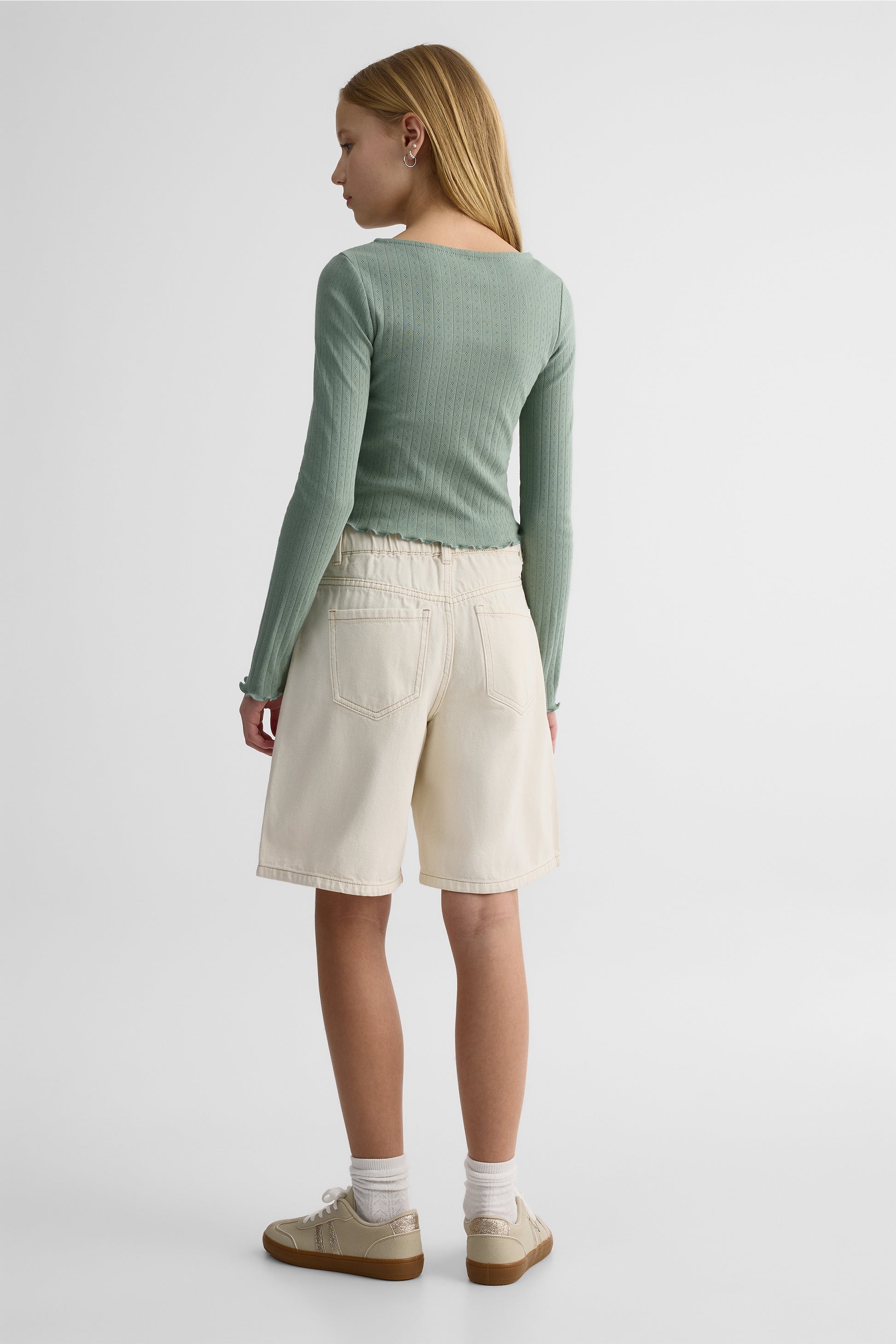 Bermudas en bull denim 100% coton - Ado fille && BLANC CASSÉ