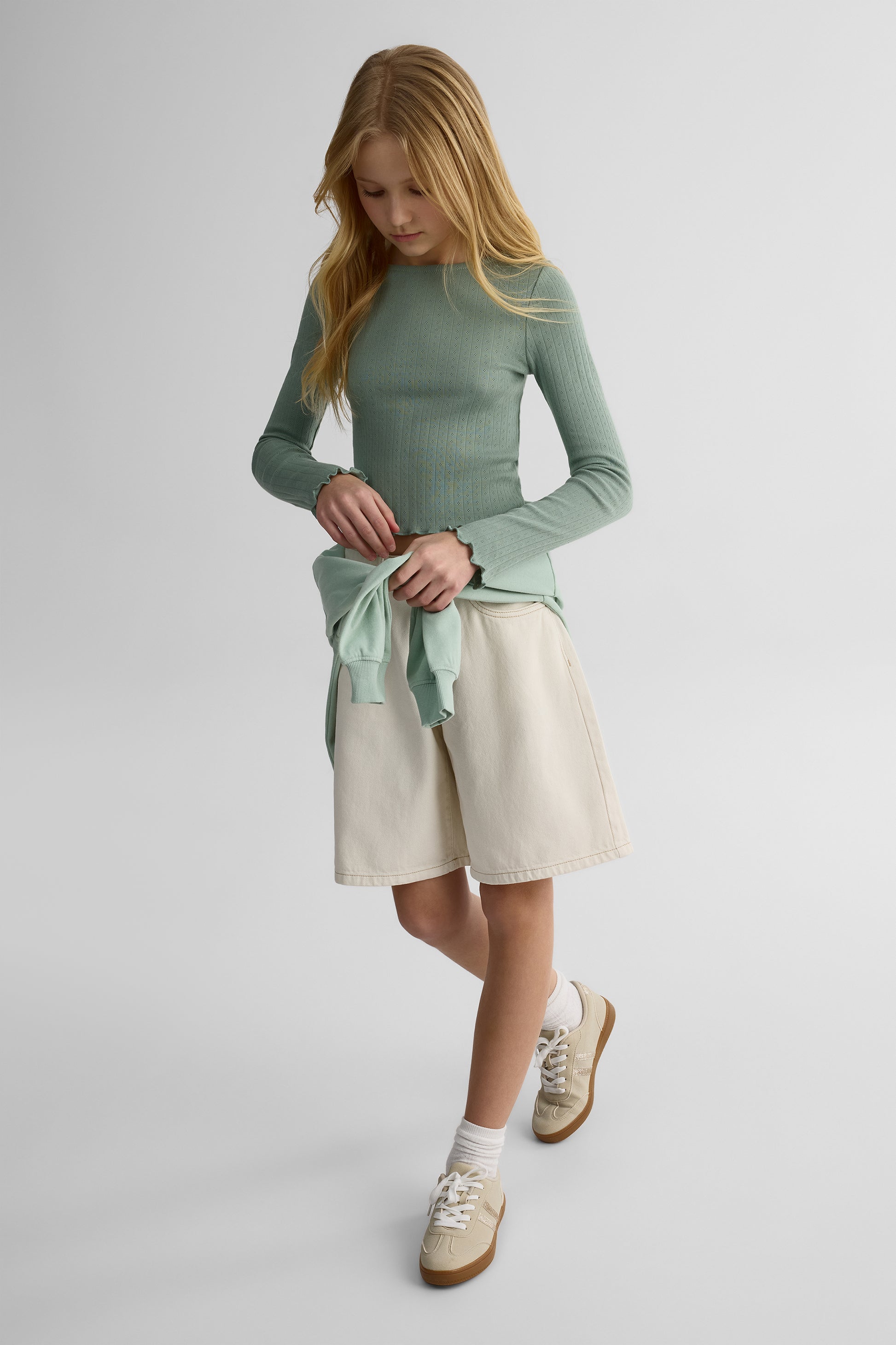 Bermudas en bull denim 100% coton - Ado fille && BLANC CASSÉ