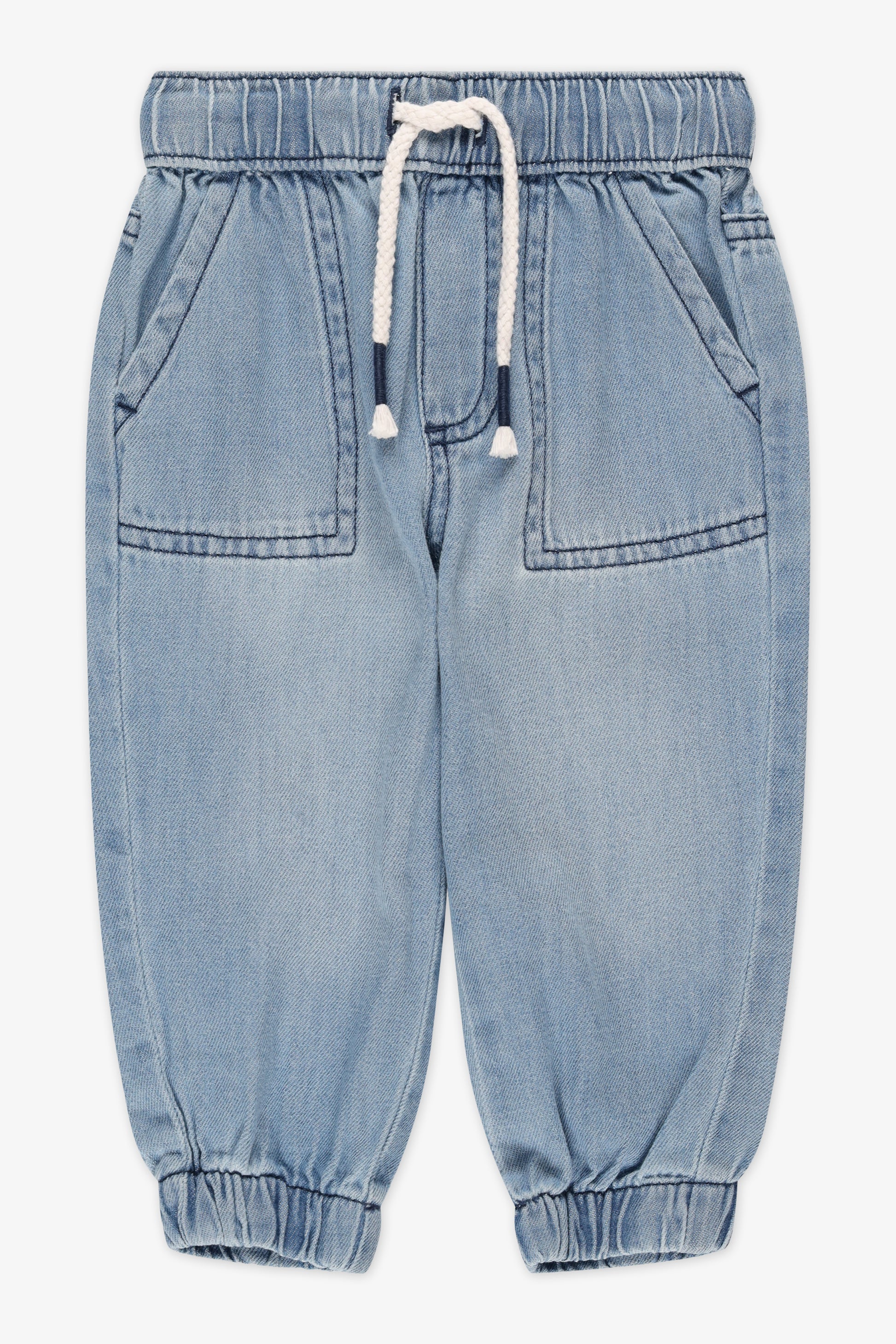 Jeans léger avec élastique et poches - Ado fille && DENIM PALE