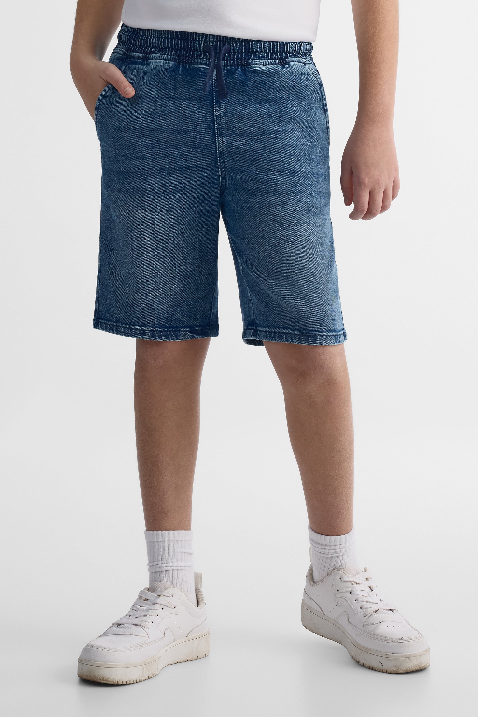 Bermuda denim élastique avec cordon - Enfant garçon && DENIM
