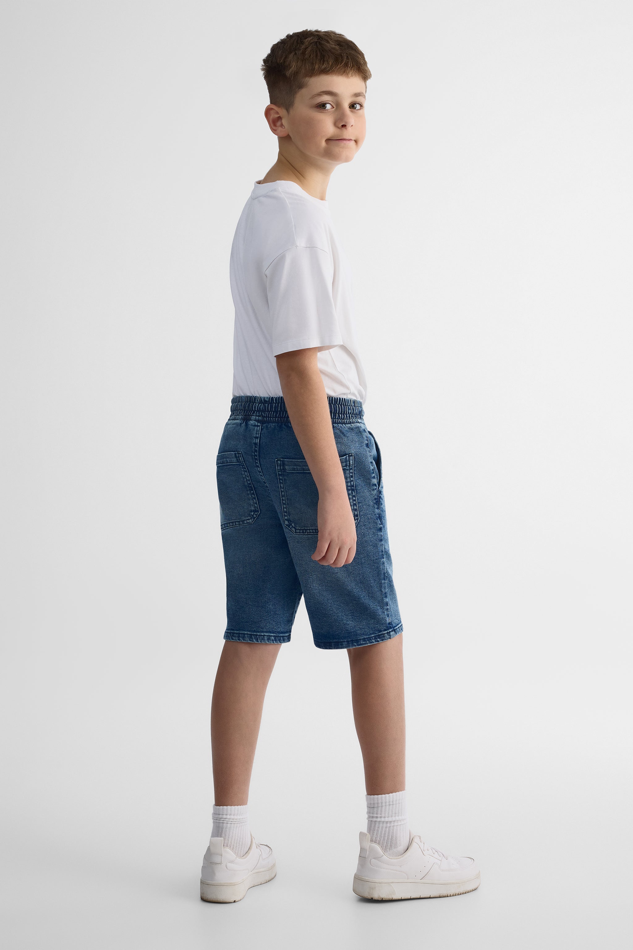 Bermuda denim élastique avec cordon - Enfant garçon && DENIM