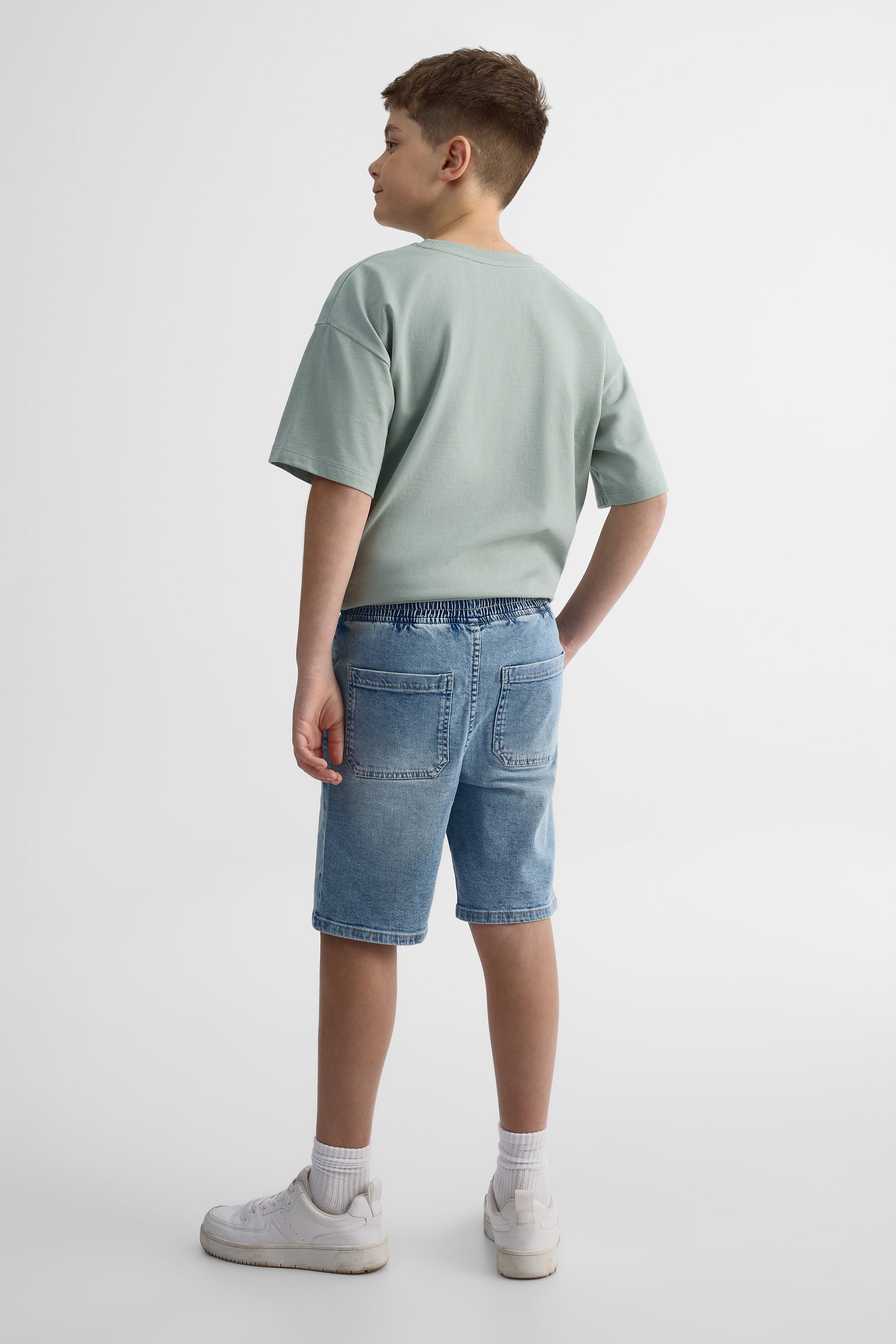 Bermuda denim élastique avec cordon - Enfant garçon && DENIM PALE