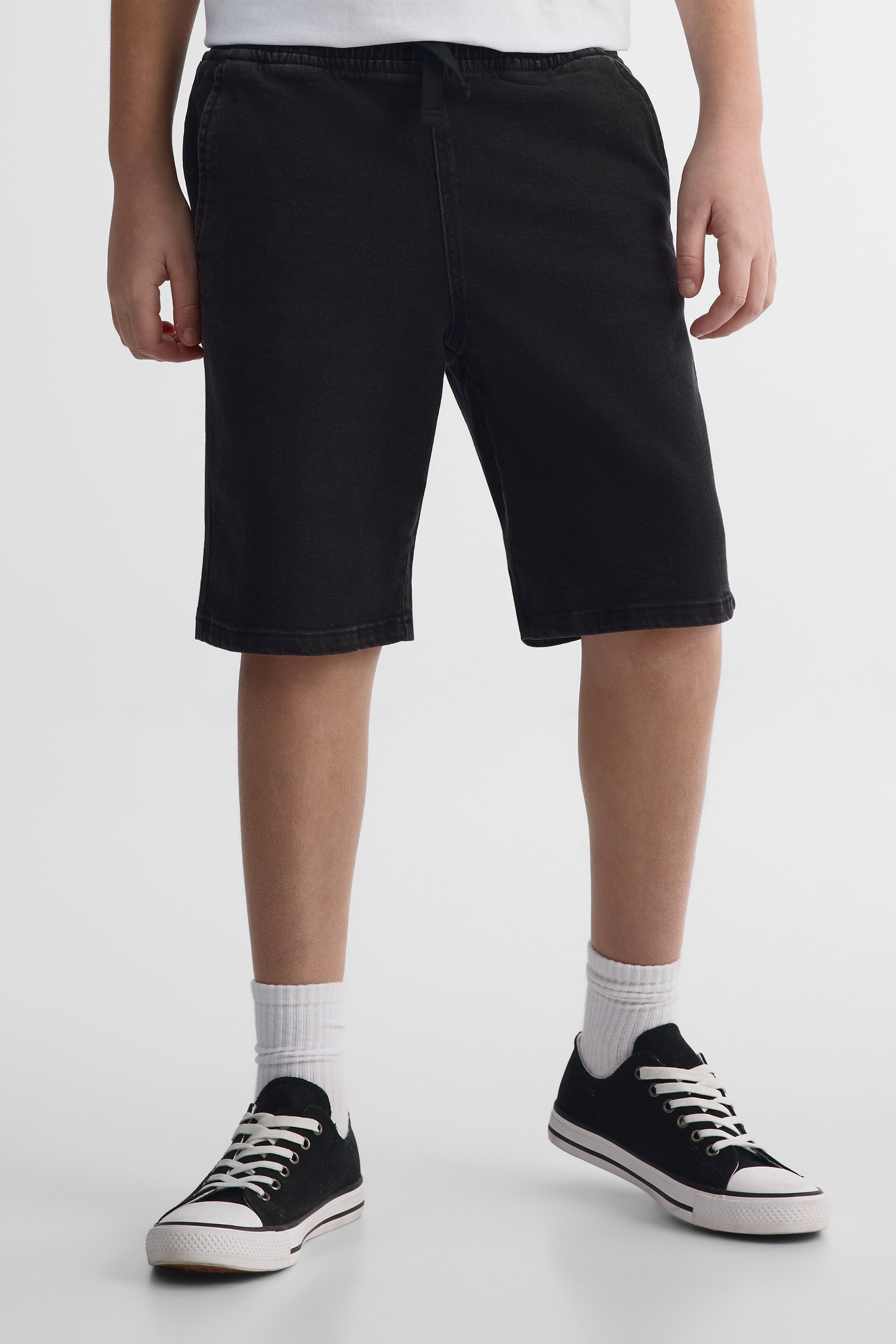 Bermuda denim élastique avec cordon - Enfant garçon && DENIM NOIR