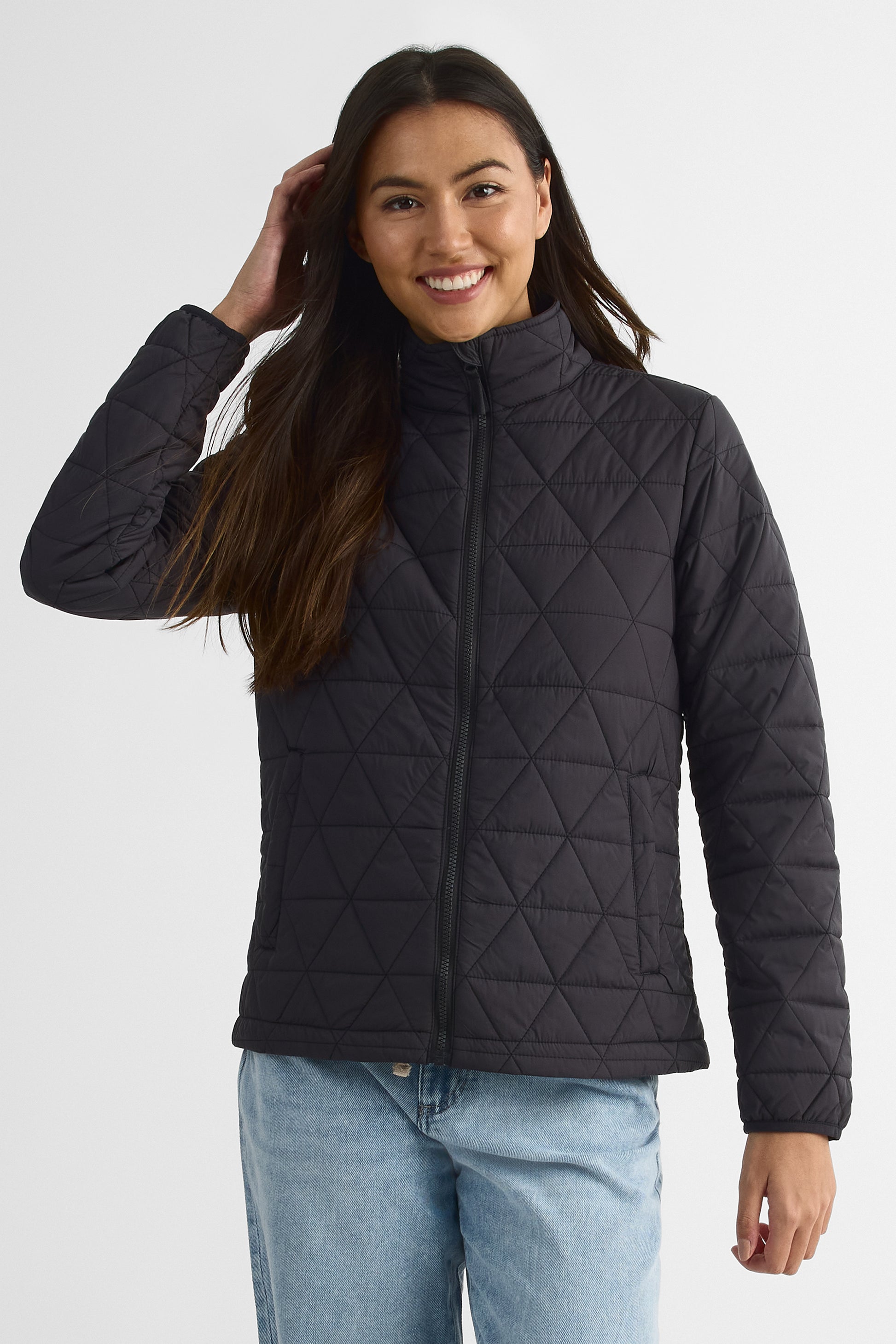 Manteau packable matelassé résistant à l'eau - Femme && CHARBON
