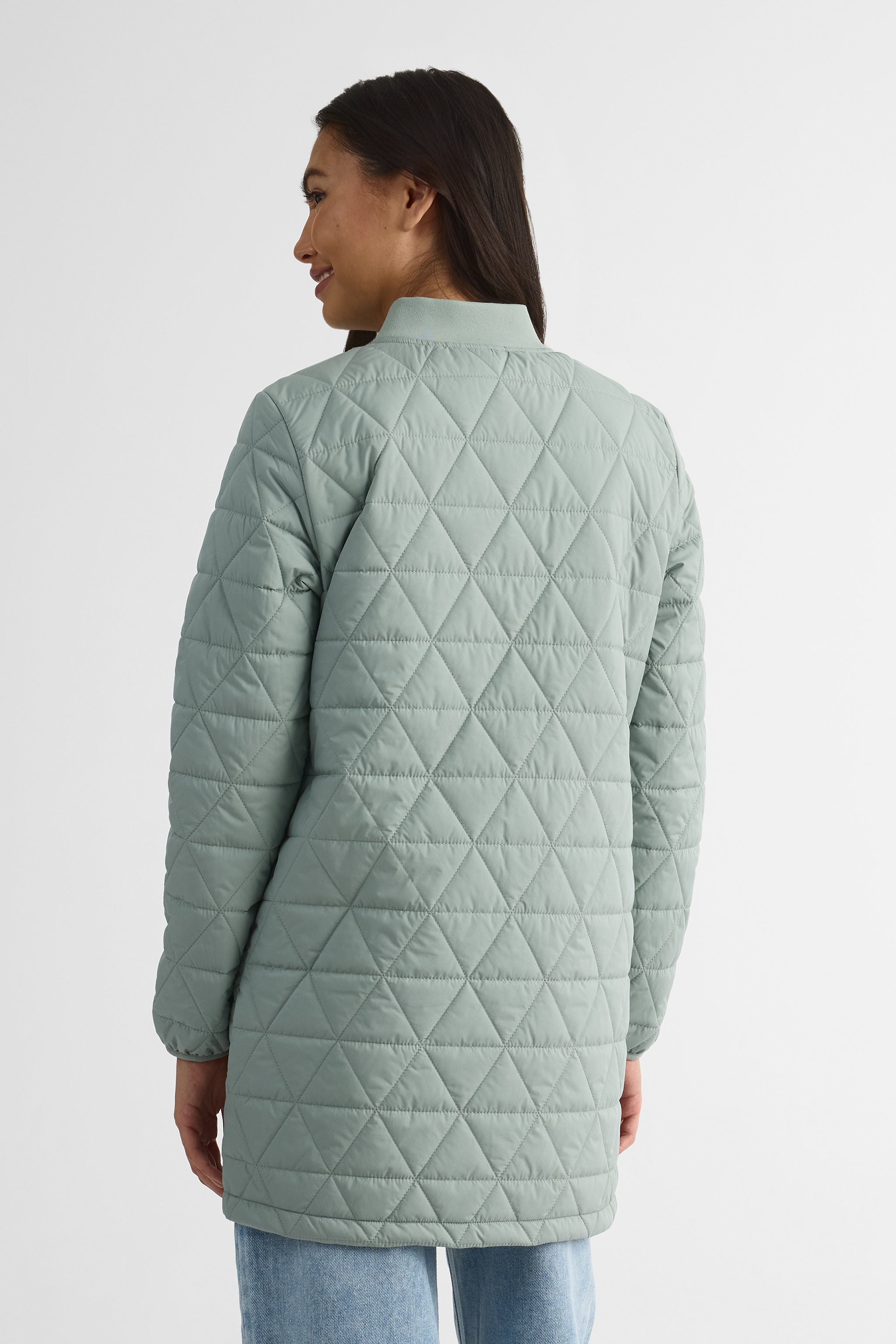 Manteau matelassé 3/4 avec poches - Femme && VERT DE GRIS