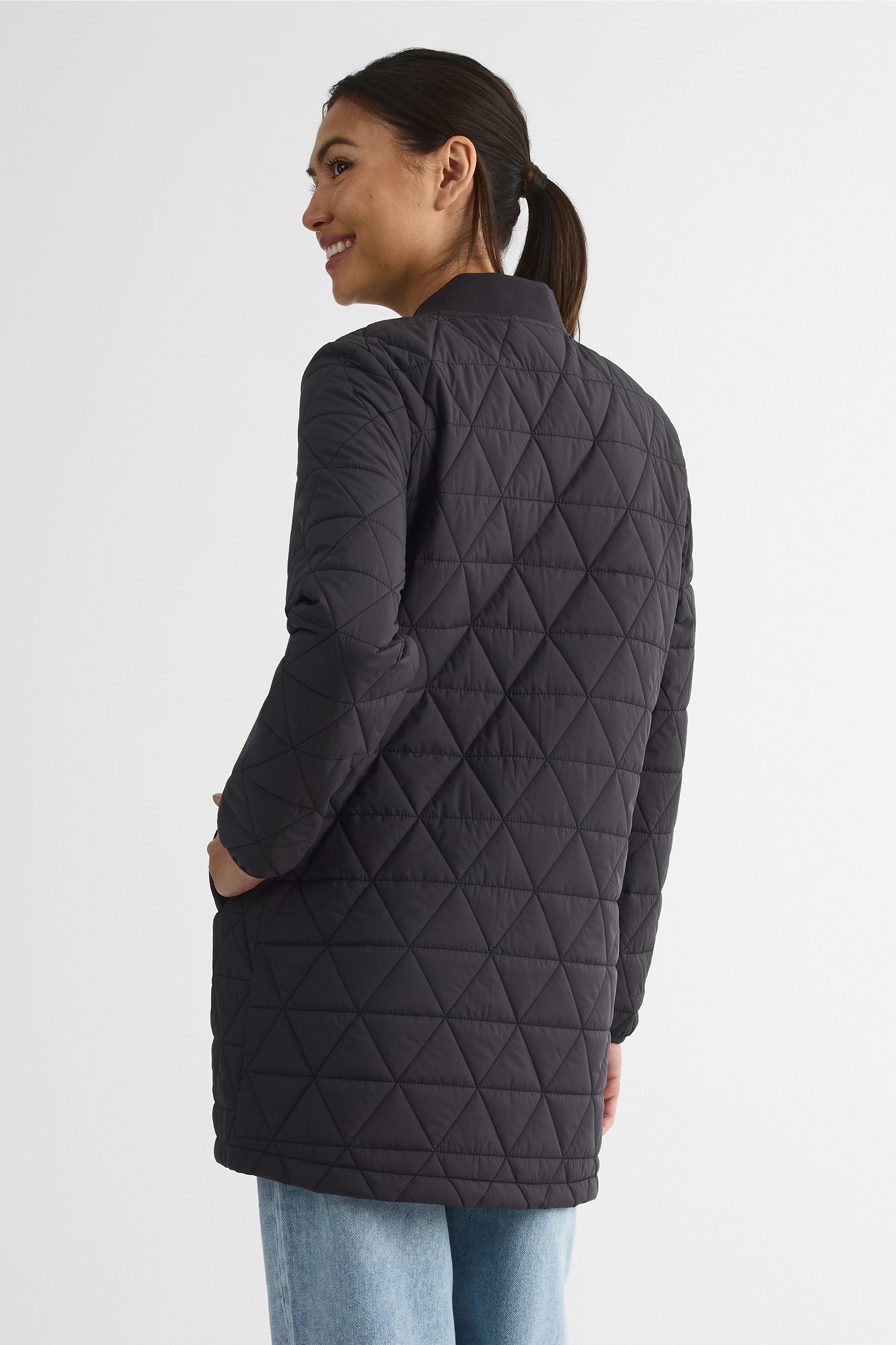 Manteau matelassé 3/4 avec poches - Femme && CHARBON