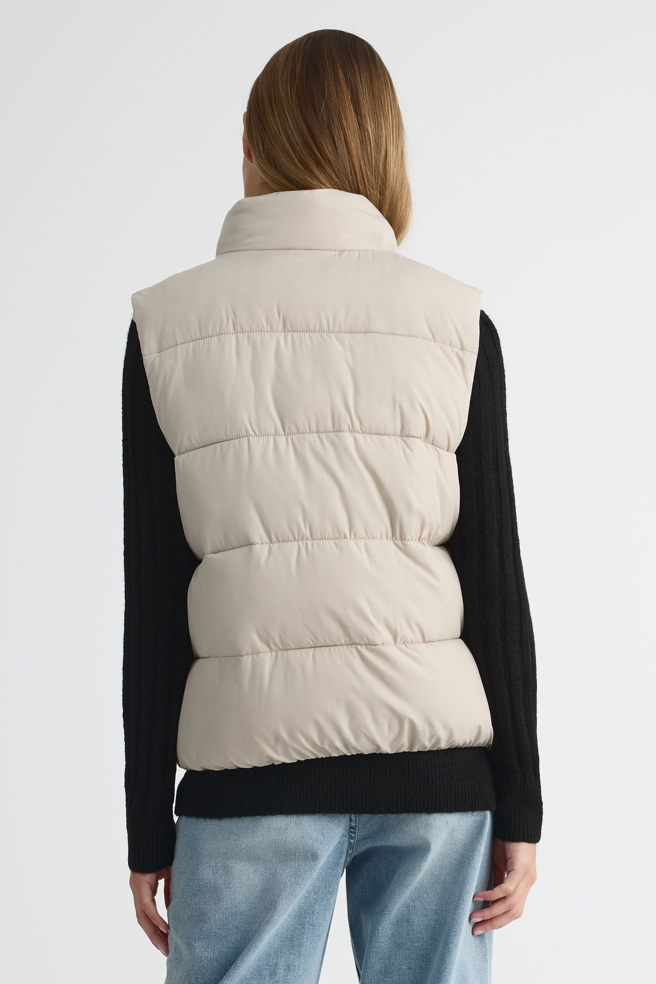 Veste sans manche en taffeta – Femme && BEIGE