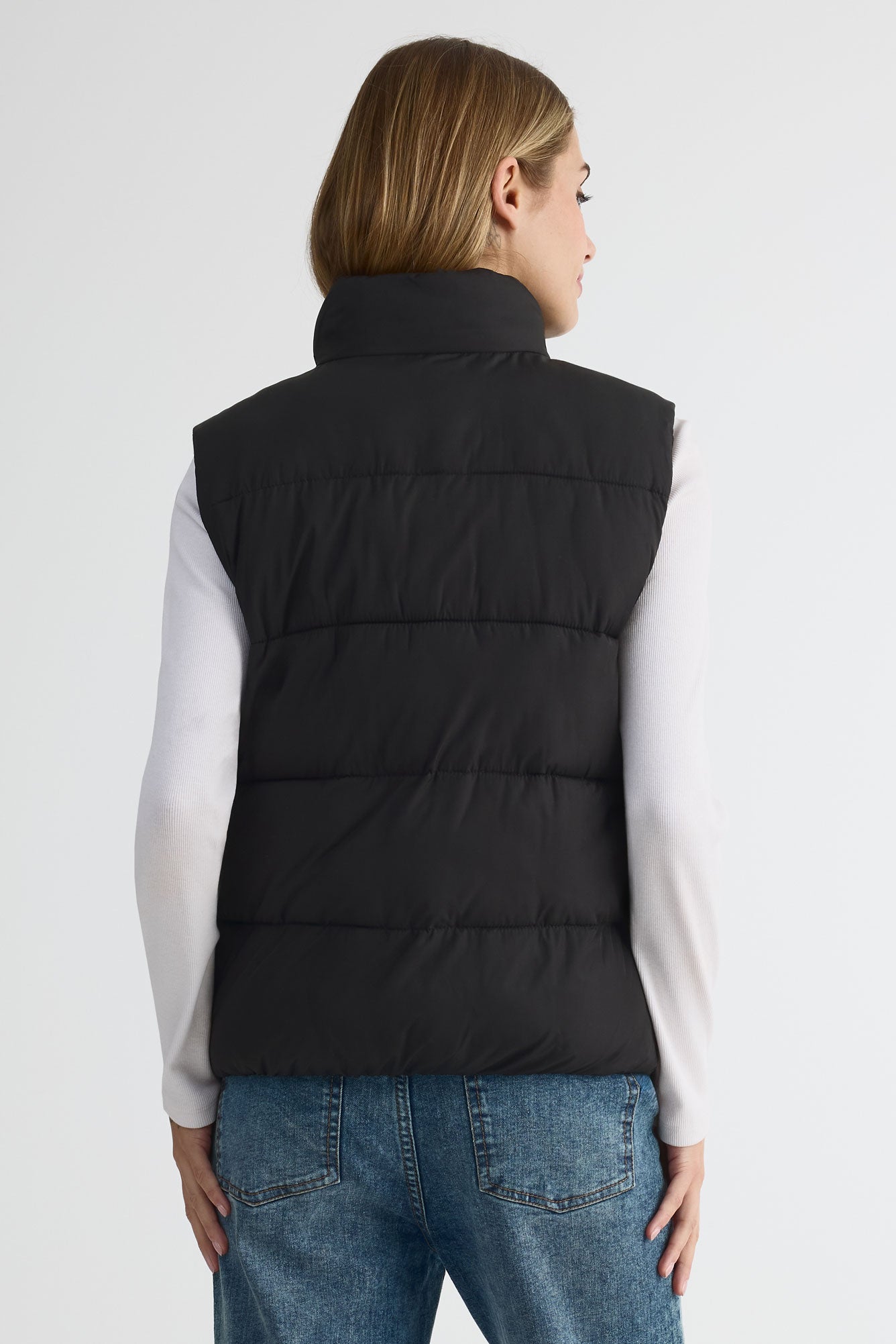 Veste sans manche en taffeta – Femme && NOIR