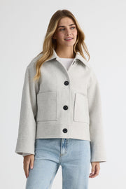 Manteau de ville crop doublé – Femme && GRIS MIXTE