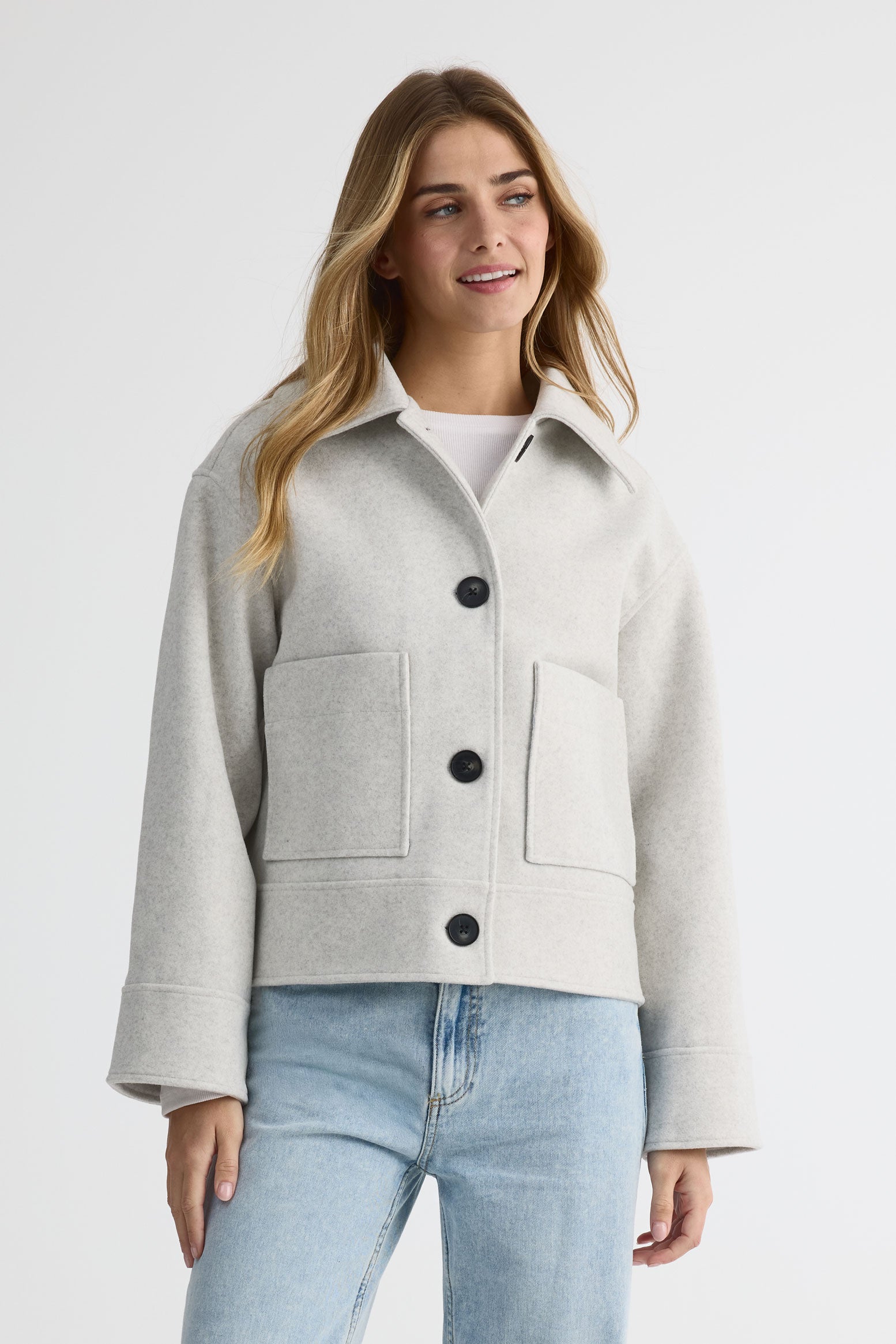 Manteau de ville crop doublé – Femme && GRIS MIXTE