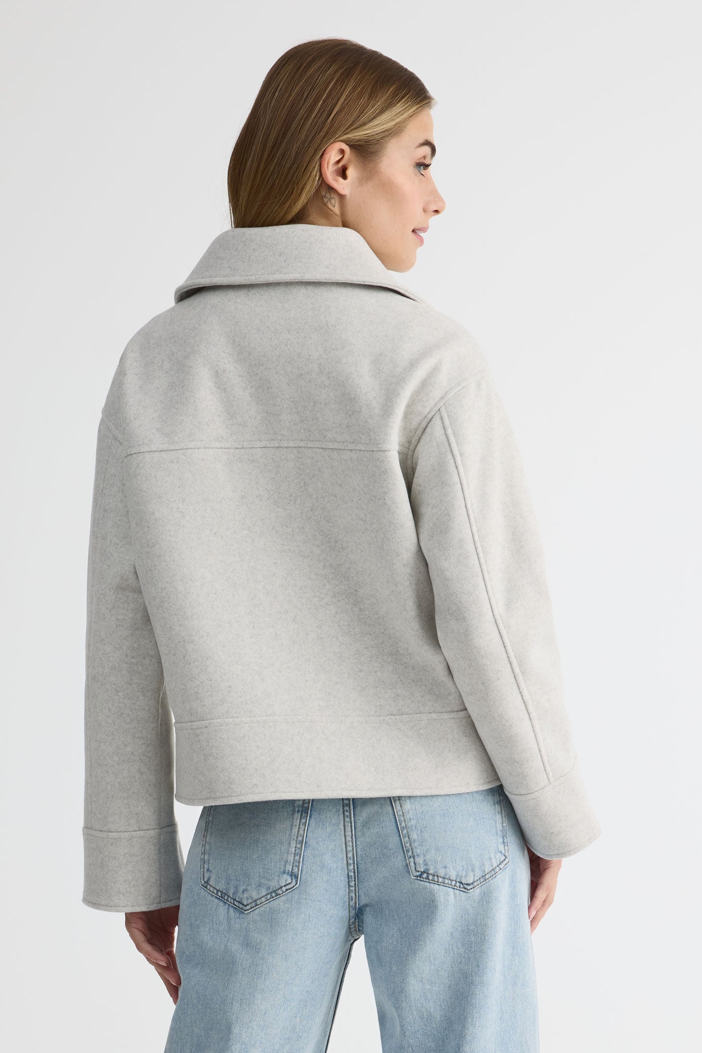 Manteau de ville crop doublé – Femme && GRIS MIXTE