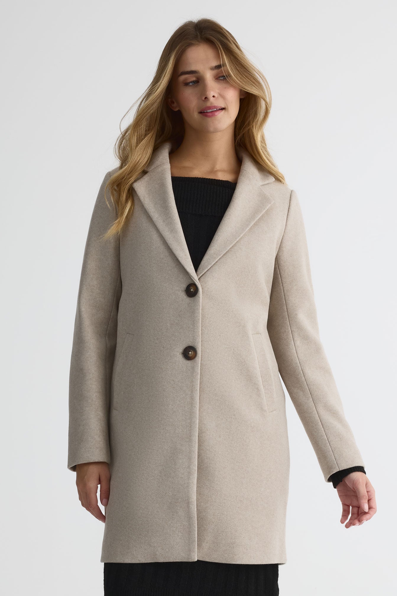 Manteau de ville style veston – Femme && OATMEAL