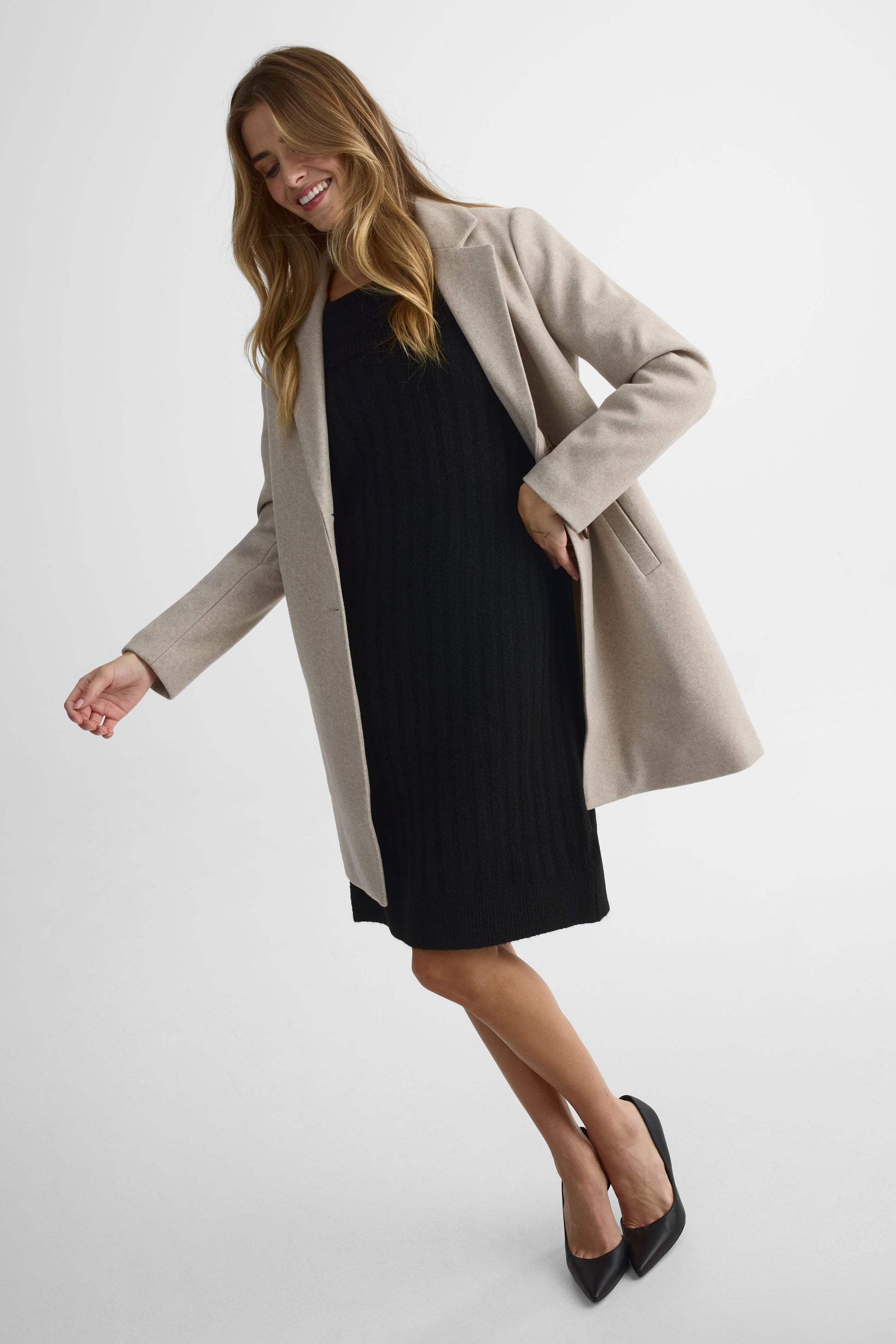 Manteau de ville style veston – Femme && OATMEAL