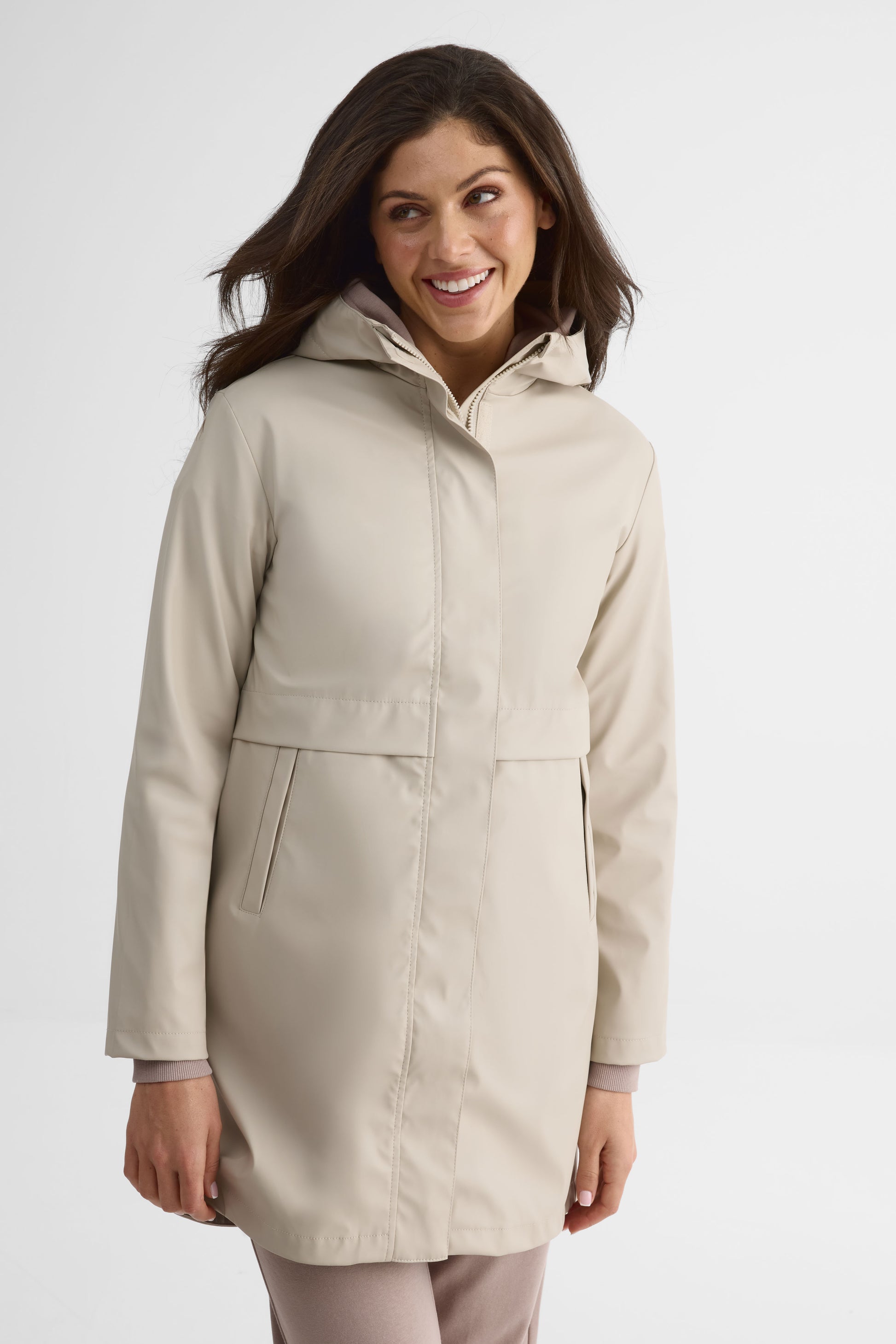 Manteau caoutchouc long imperméable avec capuchon - Homme && GRIS