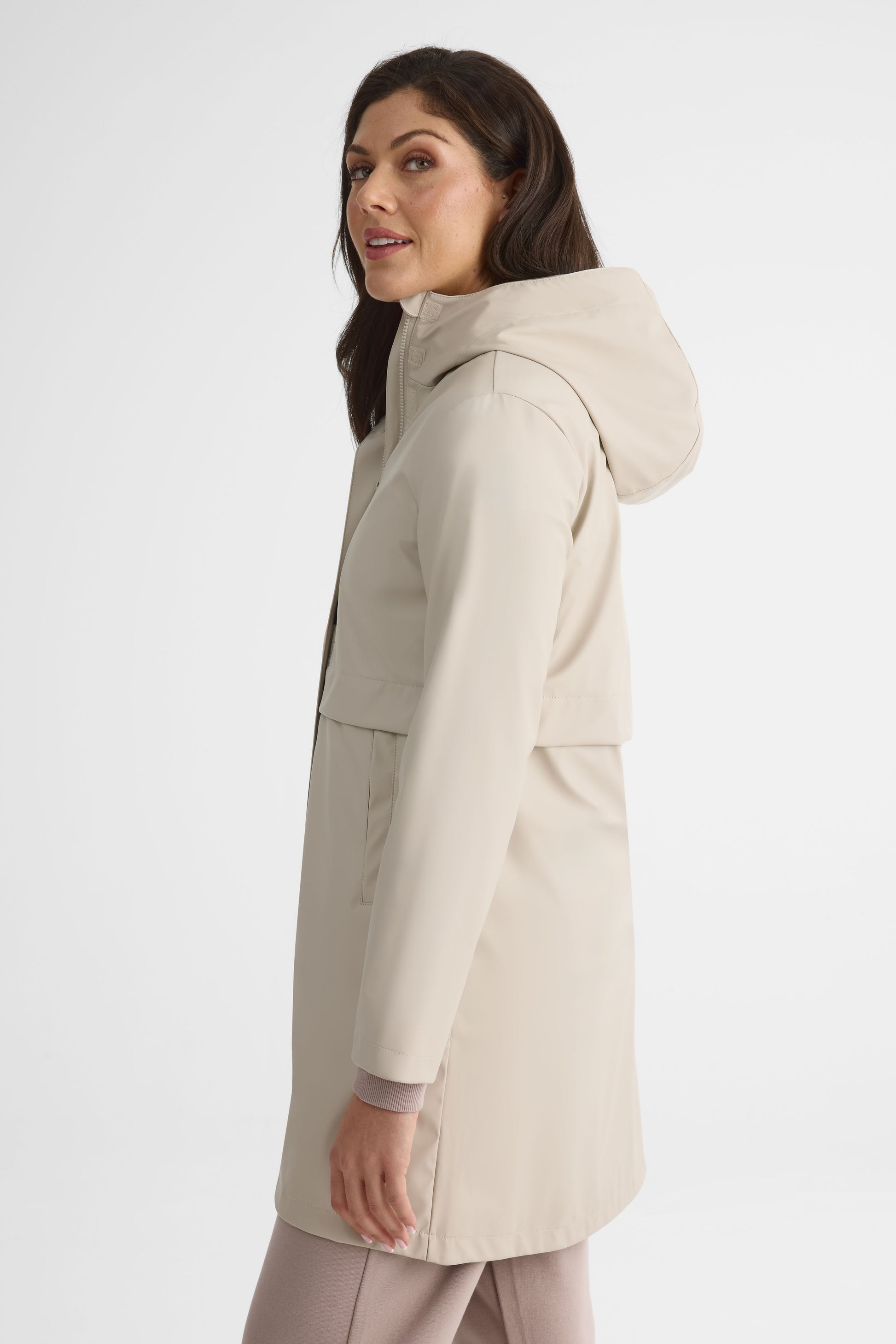 Manteau caoutchouc long imperméable avec capuchon - Homme && GRIS
