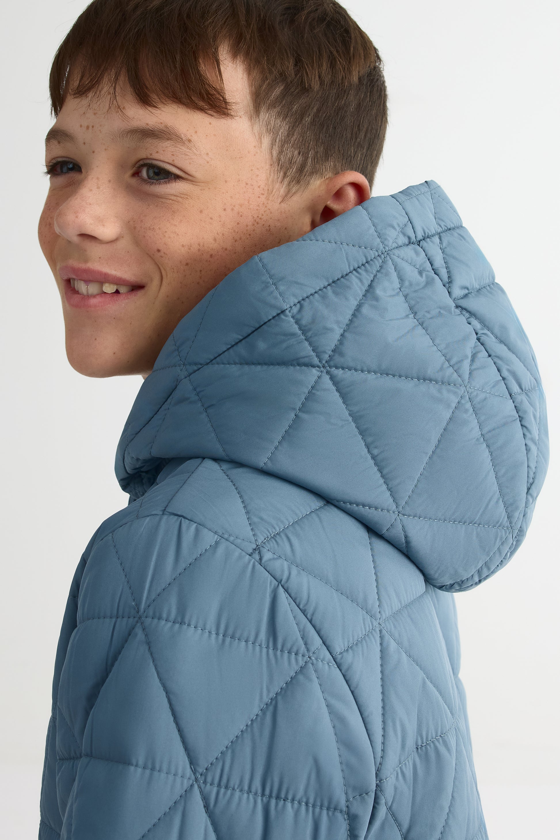 Manteau matelassé ultra-léger avec capuchon - Ado garçon && BLEU ACIER