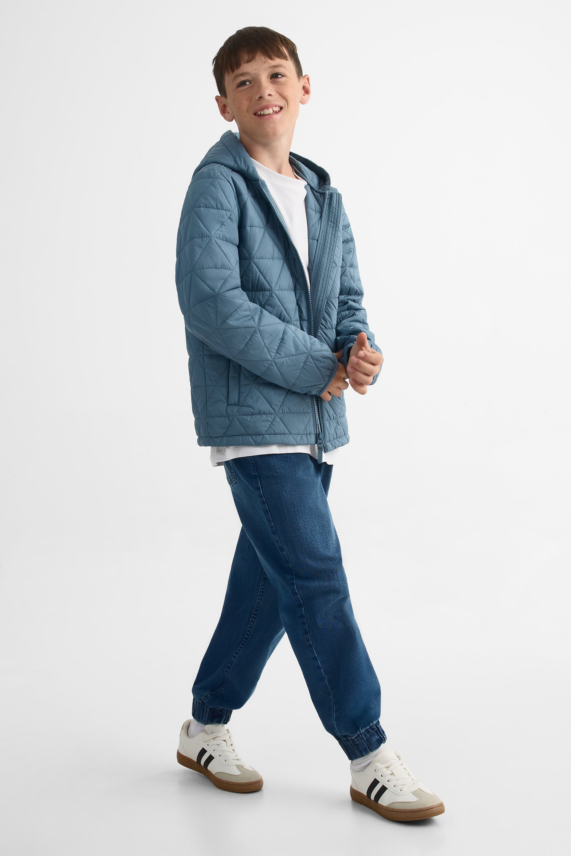Manteau matelassé ultra-léger avec capuchon - Ado garçon && BLEU ACIER