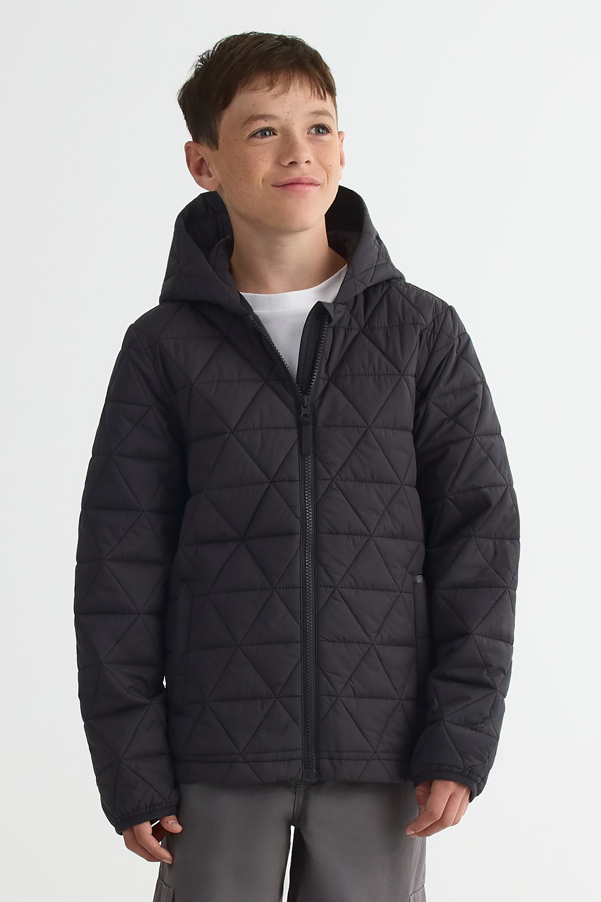 Manteau matelassé ultra-léger avec capuchon - Ado garçon && CHARBON