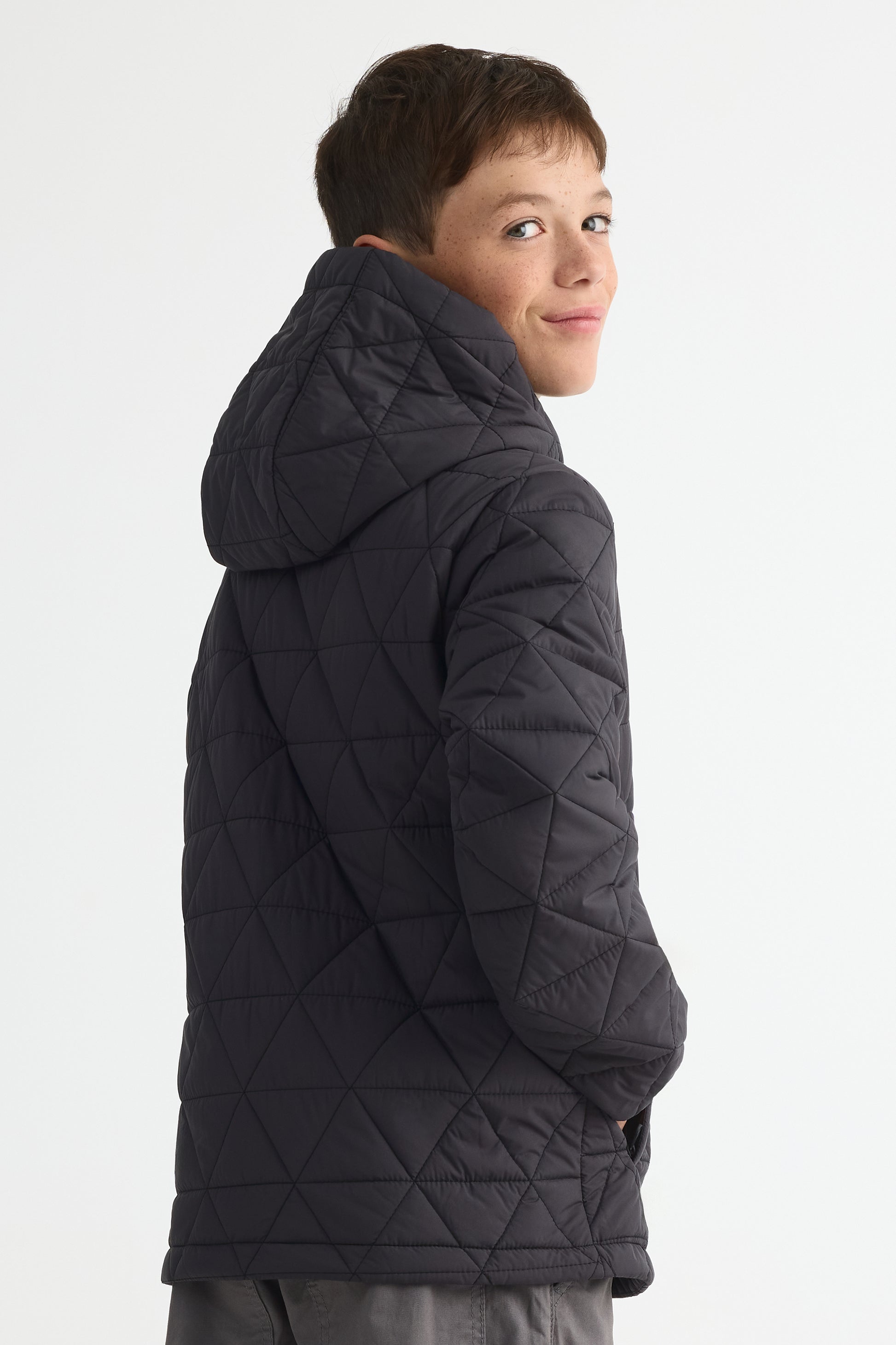 Manteau matelassé ultra-léger avec capuchon - Ado garçon && CHARBON