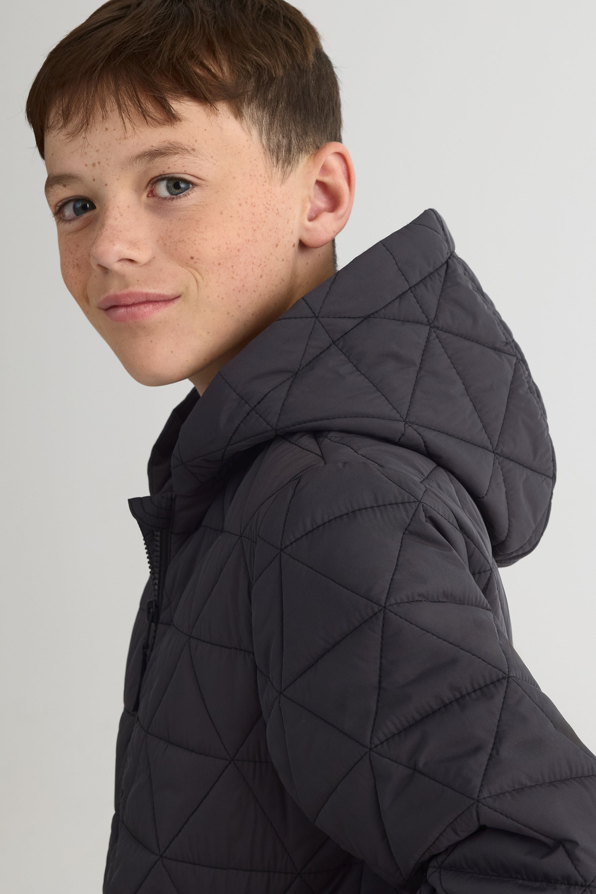 Manteau matelassé ultra-léger avec capuchon - Ado garçon && CHARBON