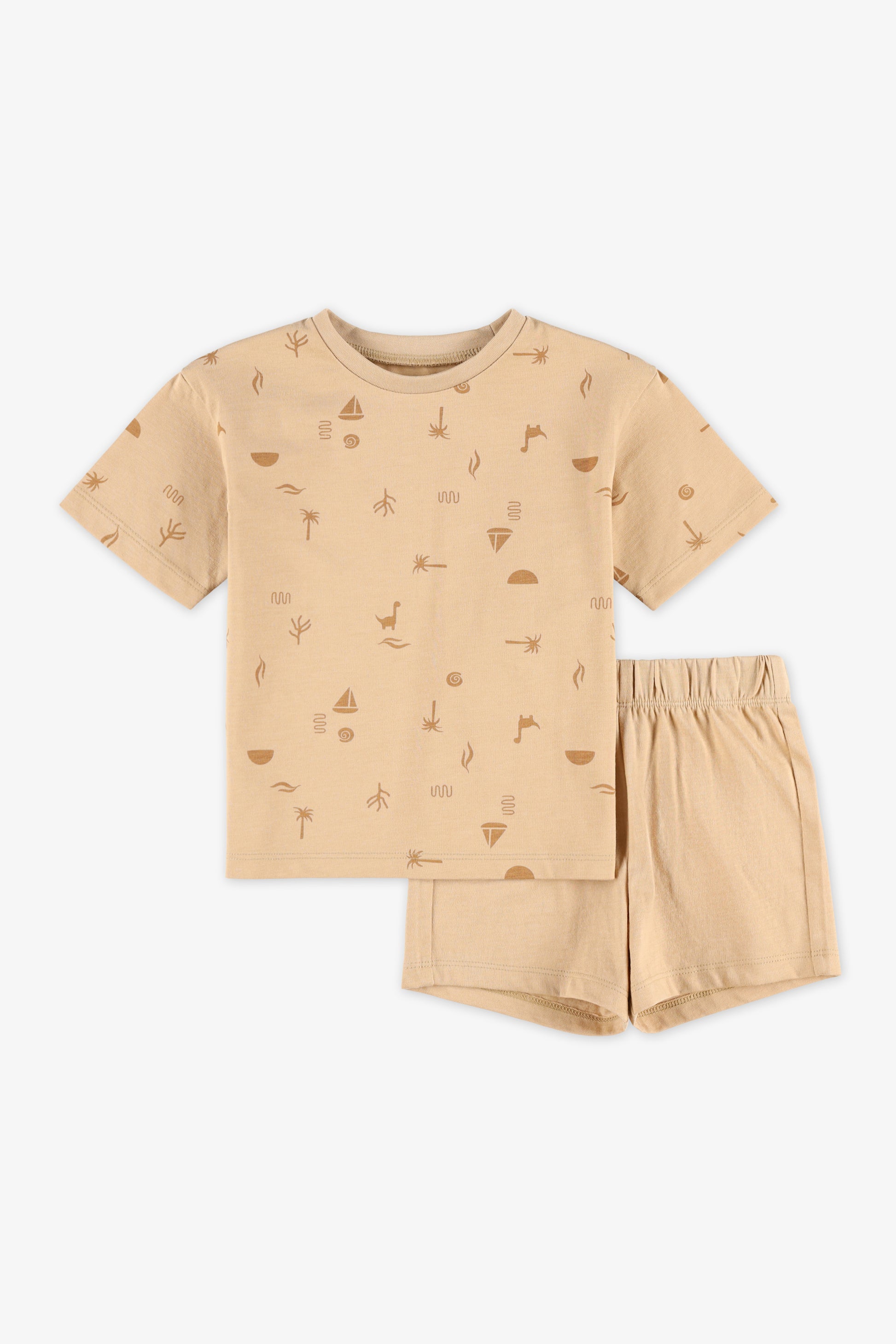 Ensemble 2 Mcx Chandail & Short - Bébé garçon && TAUPE MULTI