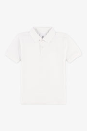 Chandail polo M/courtes en coton piqué - Enfant garçon && BLANC