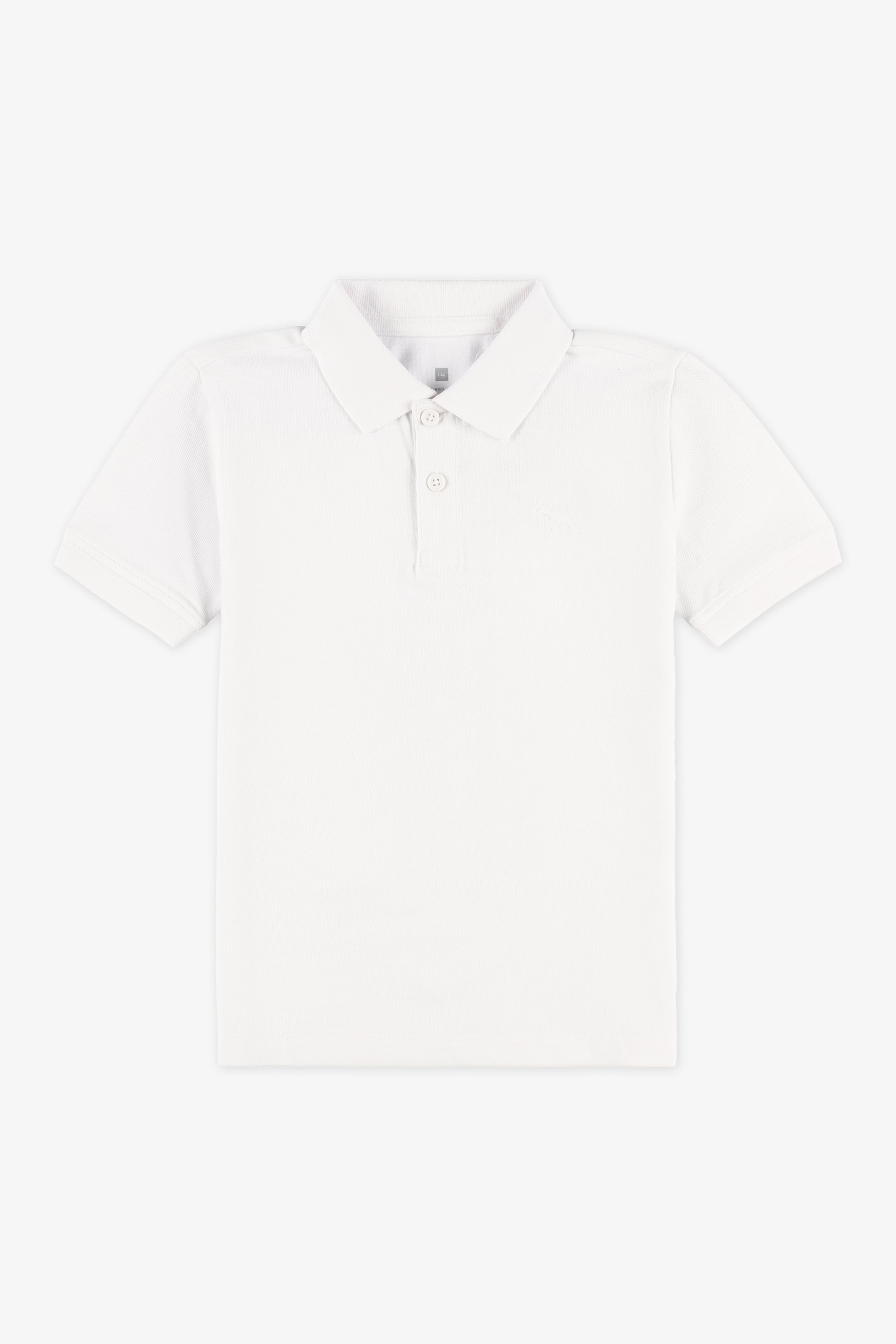 Chandail polo M/courtes en coton piqué - Enfant garçon && BLANC