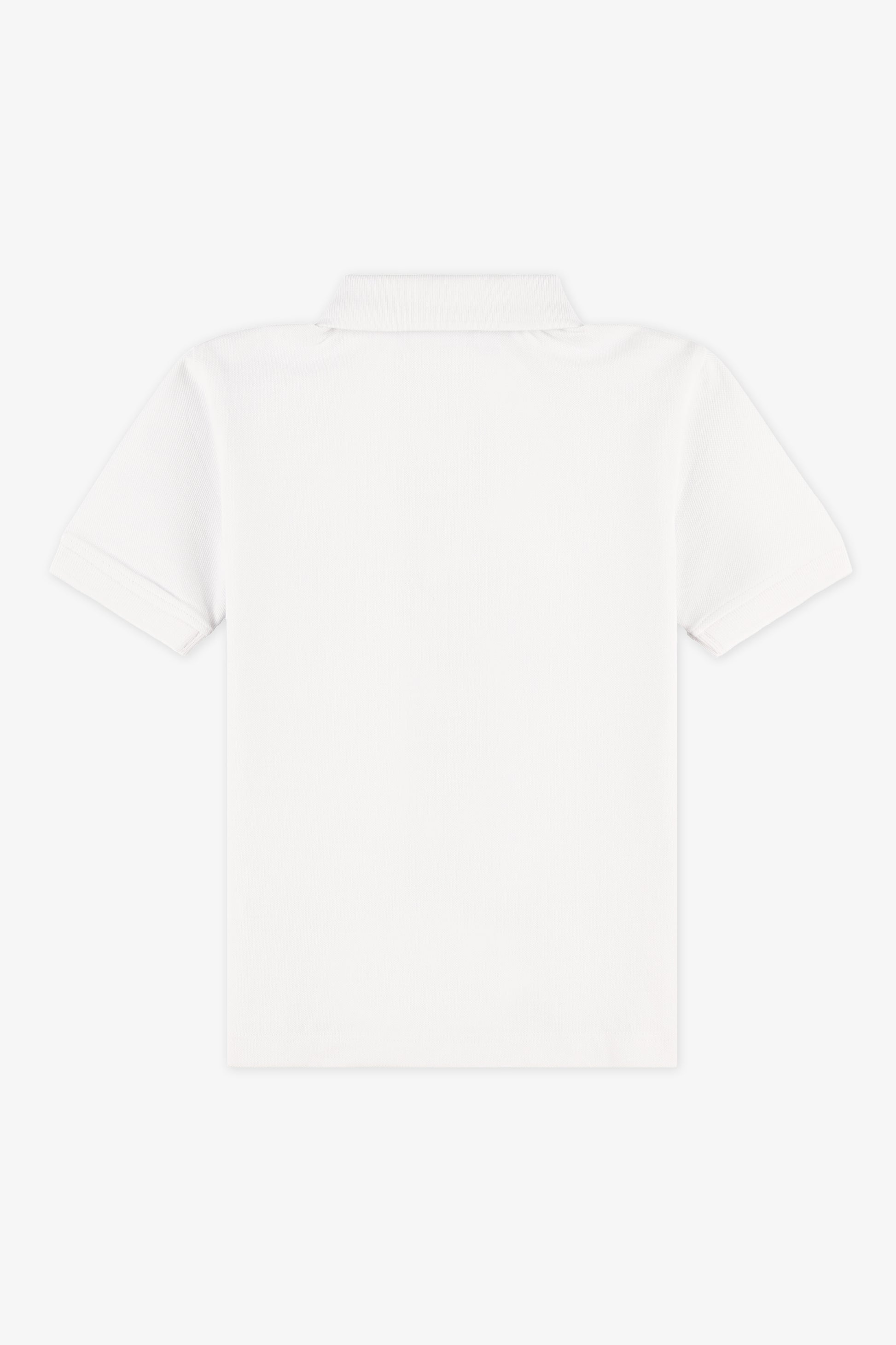 Chandail polo M/courtes en coton piqué - Enfant garçon && BLANC