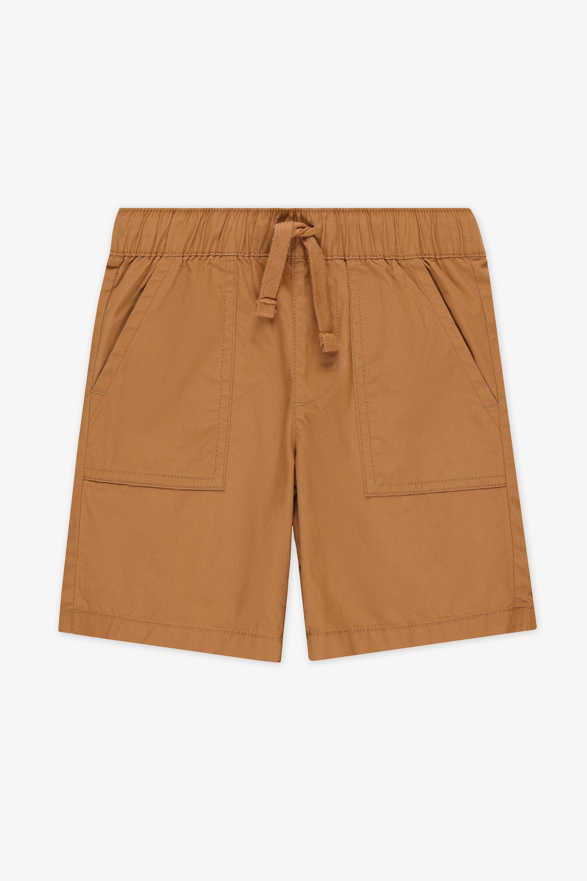 Short bermuda pull-on en popeline - Enfant garçon && BRUN