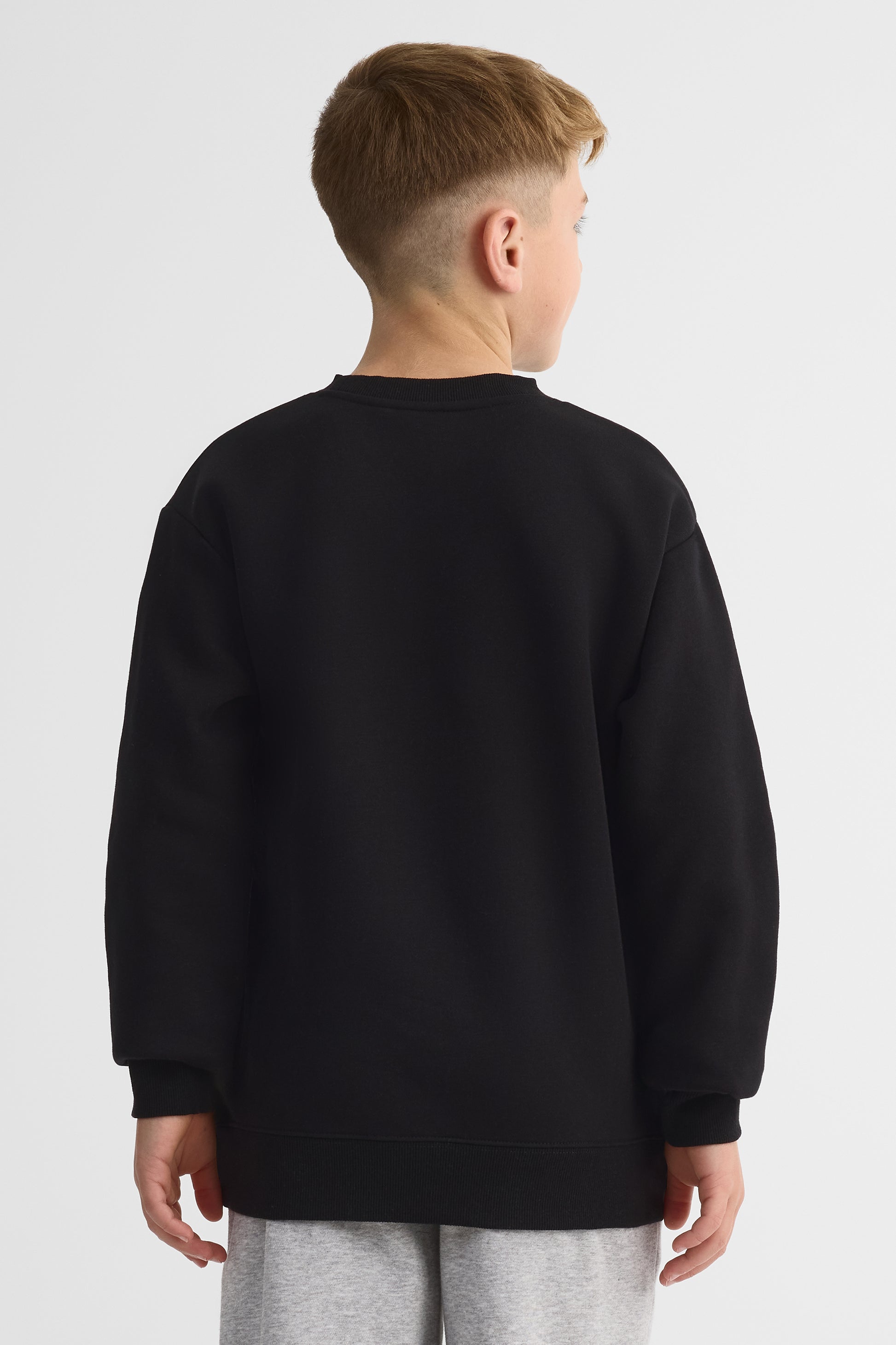 Chandail ouaté col rond imprimé – Ado garçon && NOIR