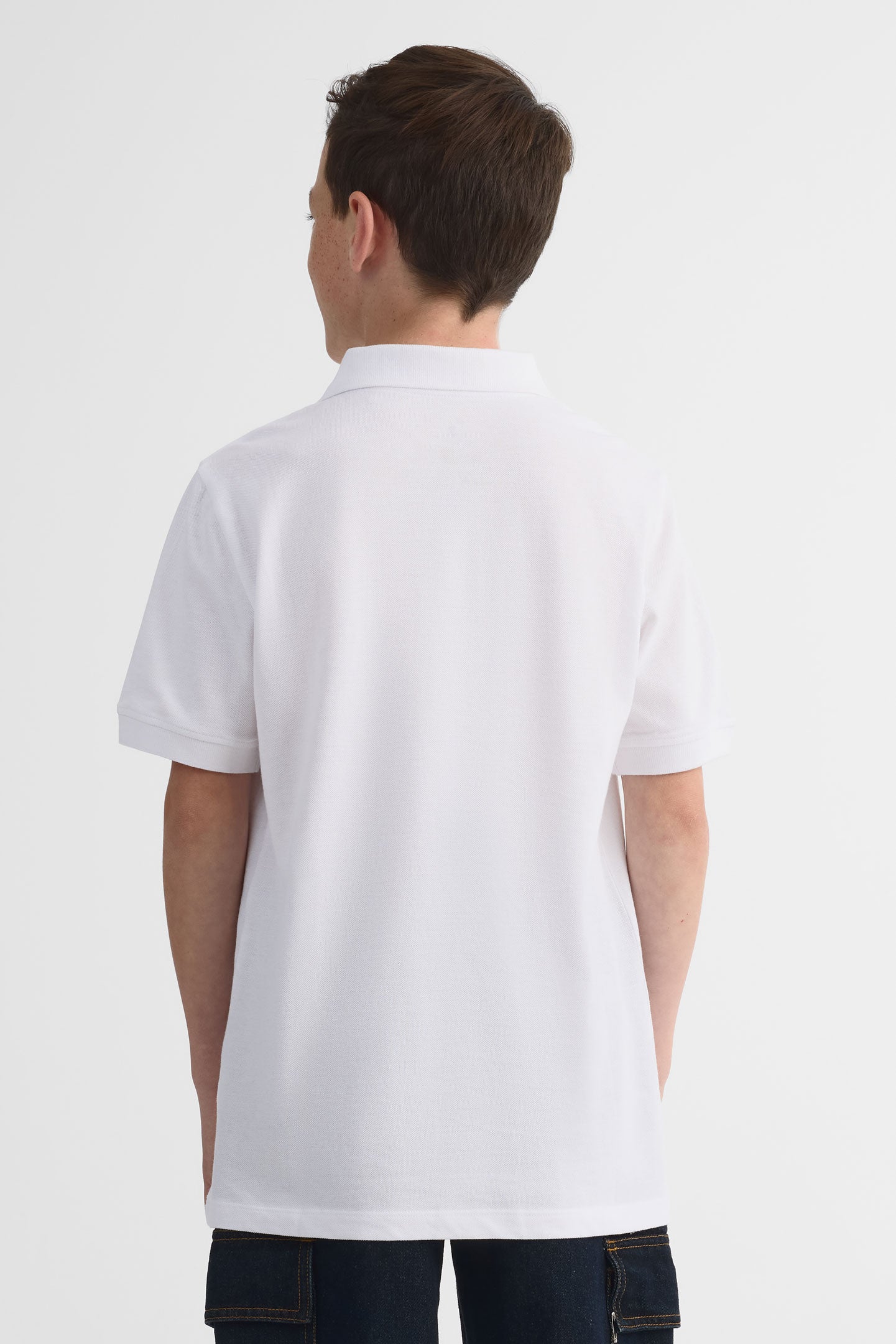 Chandail polo M/courtes en coton piqué - Ado garçon && BLANC