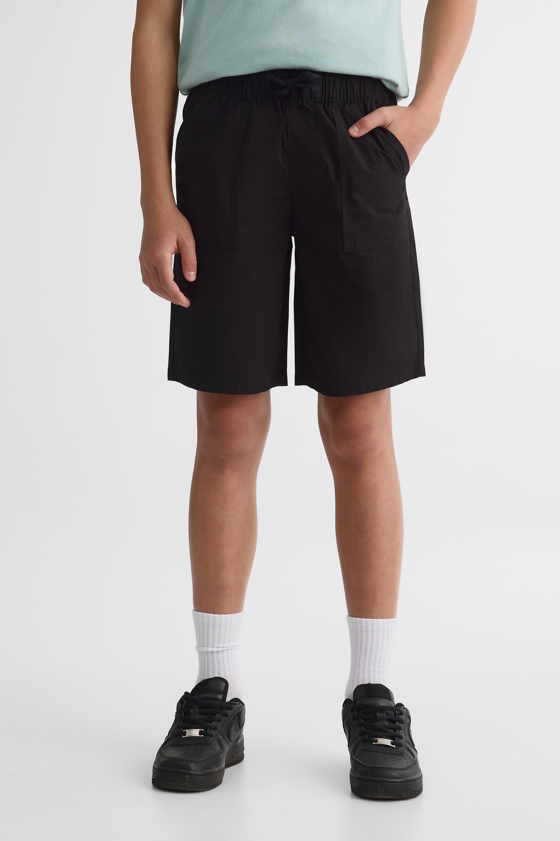 Short bermuda élastique coupe ample - Ado garçon && NOIR