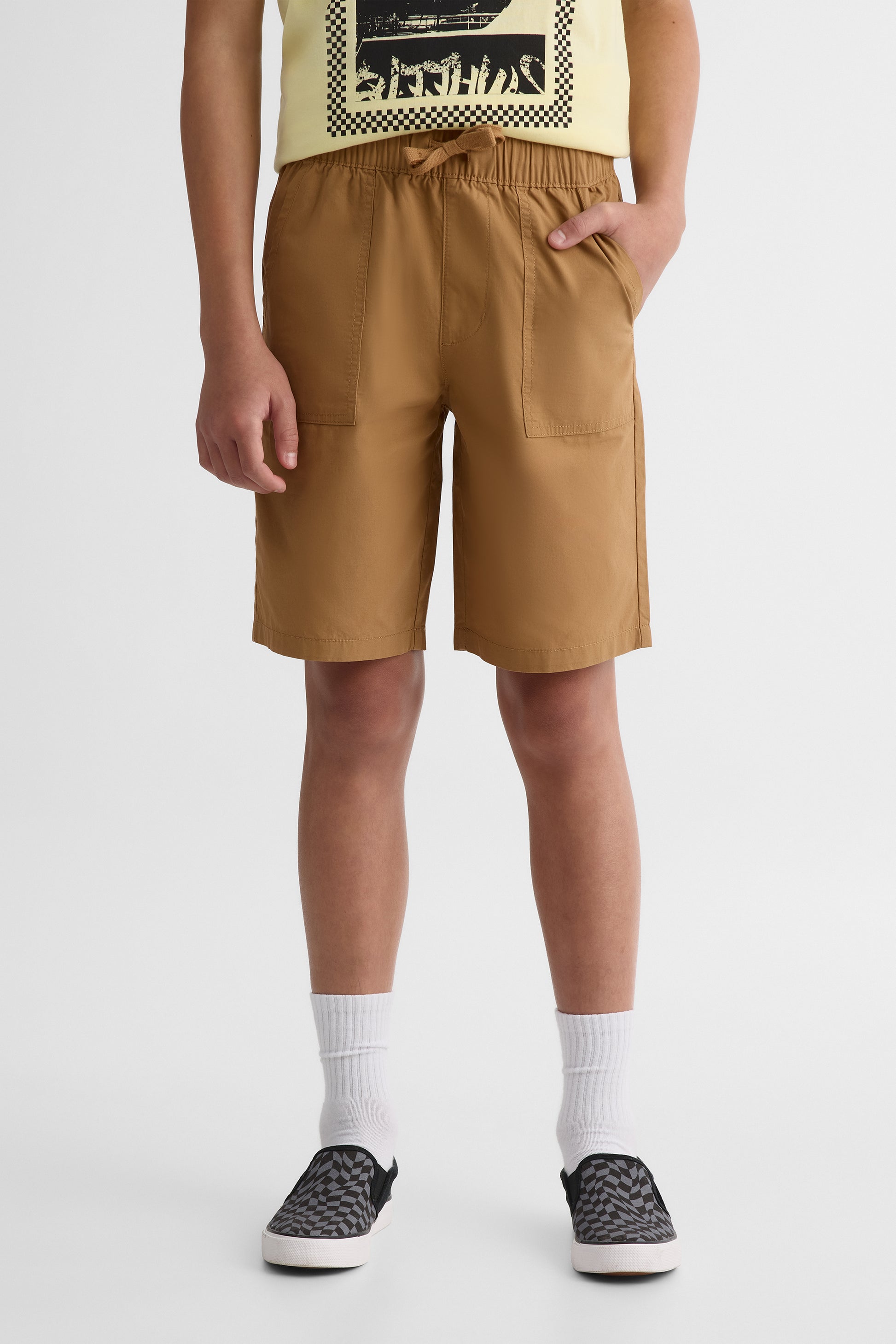 Short bermuda élastique coupe ample - Ado garçon && BRUN