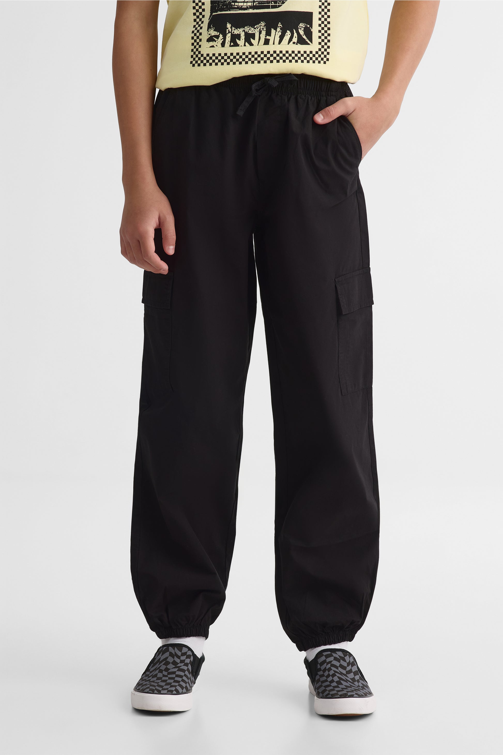 Pantalon parachute élastique - Ado garçon && NOIR