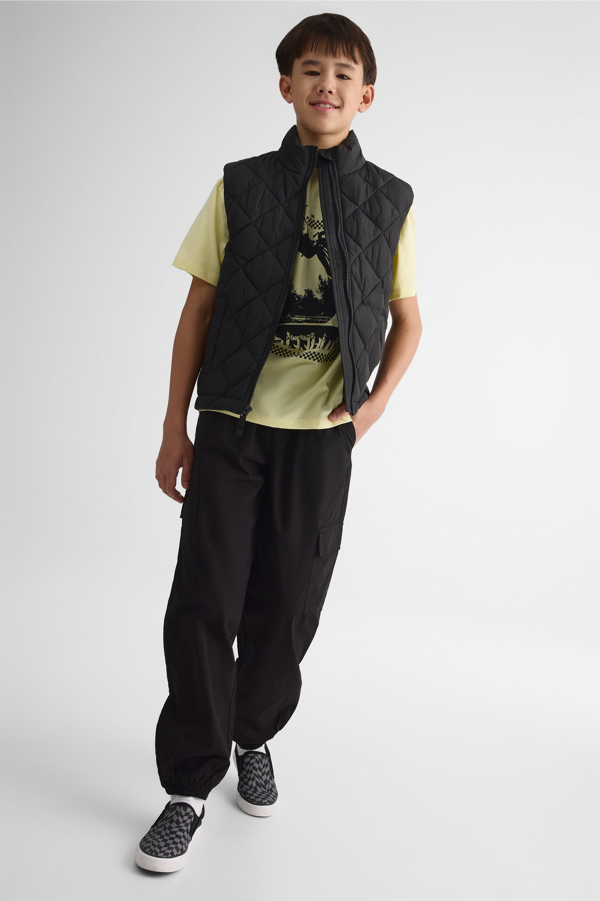 Pantalon parachute élastique - Ado garçon && NOIR