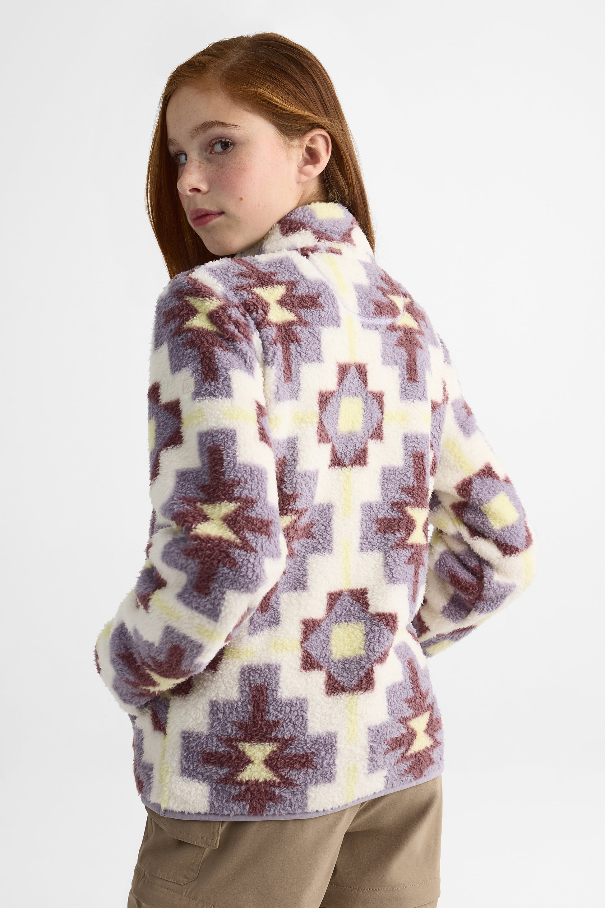 Chandail ample en plush avec col montant - Ado fille && LILAS MULTI